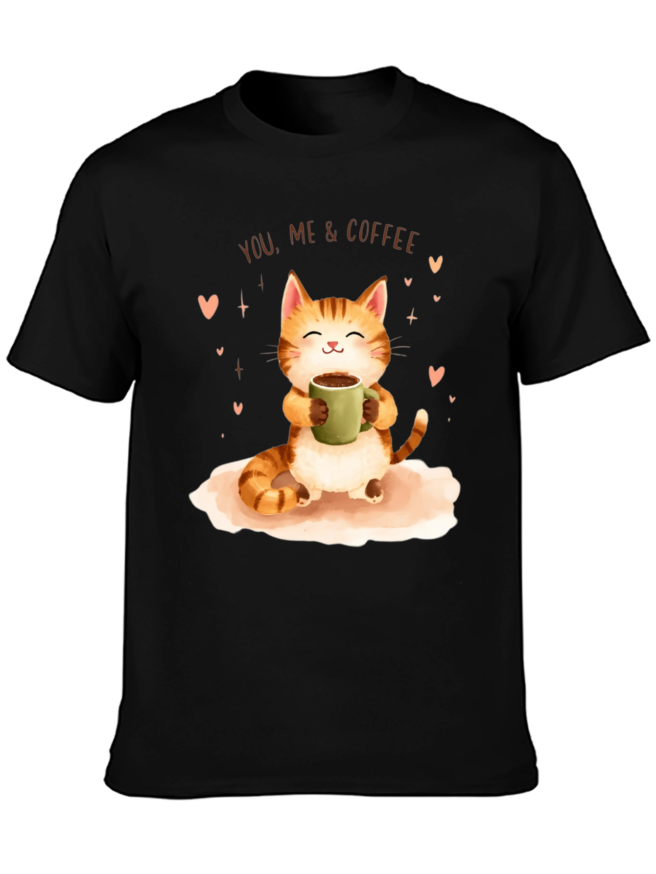 Cat & Coffee Graphic T-Shirt