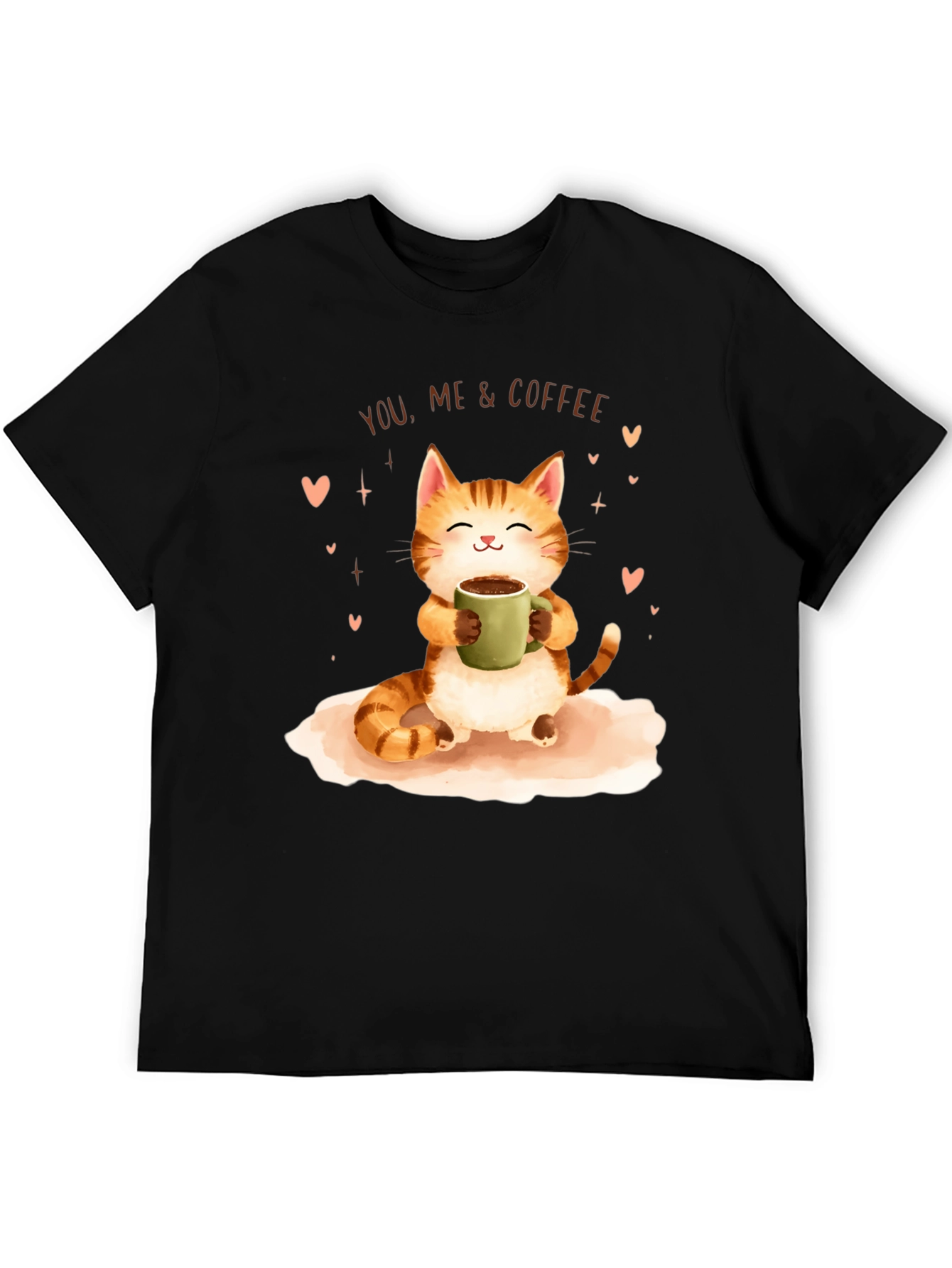 Cat & Coffee Graphic T-Shirt