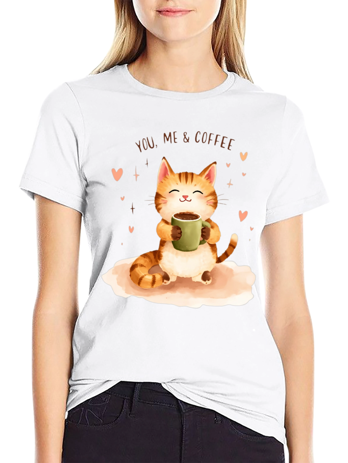 Cat & Coffee Graphic T-Shirt