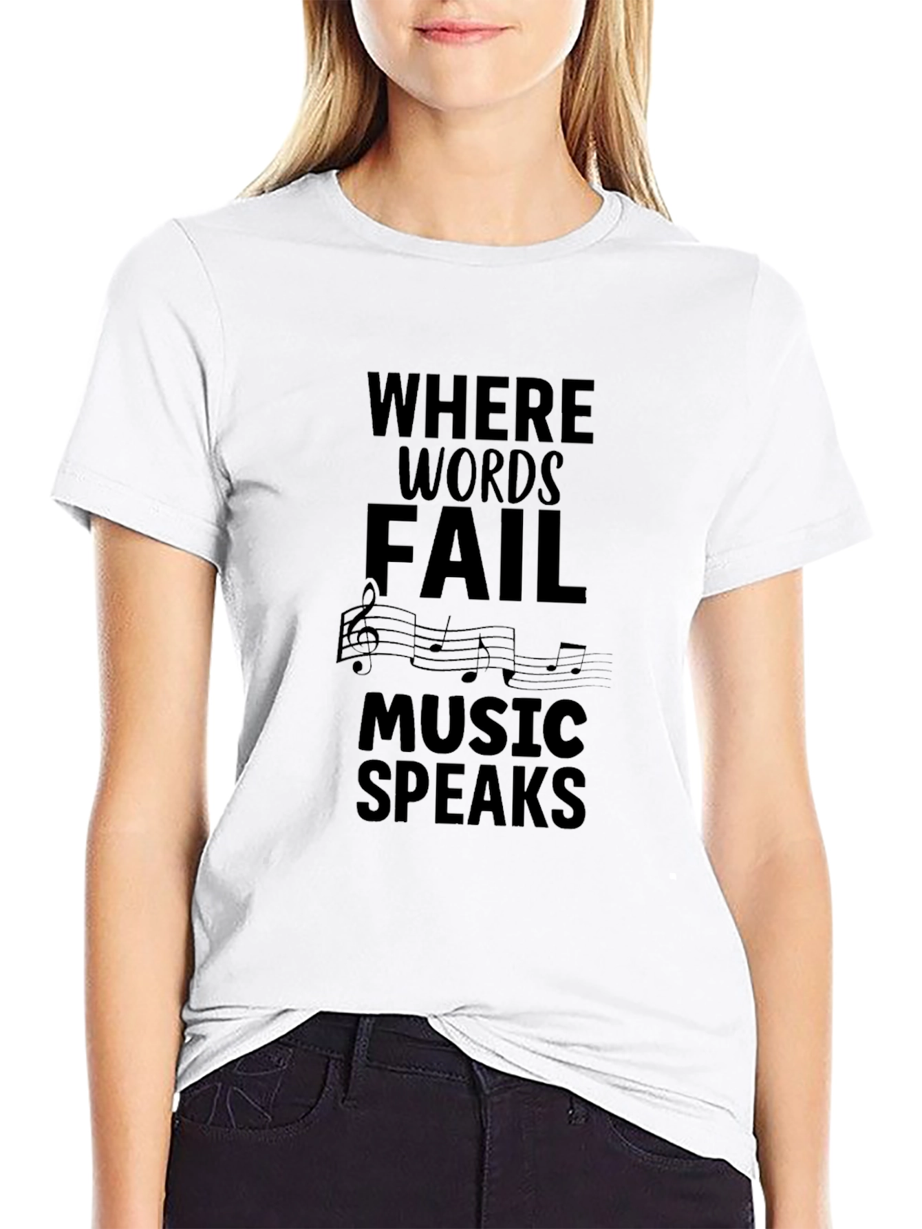 Music Speaks Graphic T-Shirt - Black