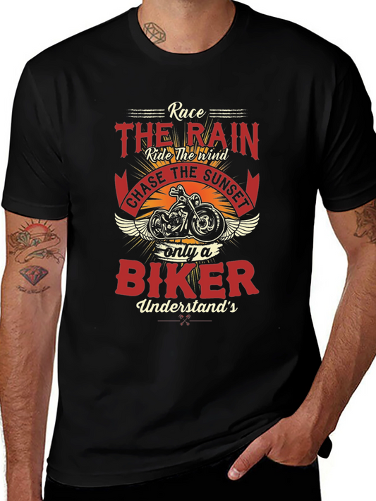 Biker T-Shirt - Race the Rain Graphic Tee
