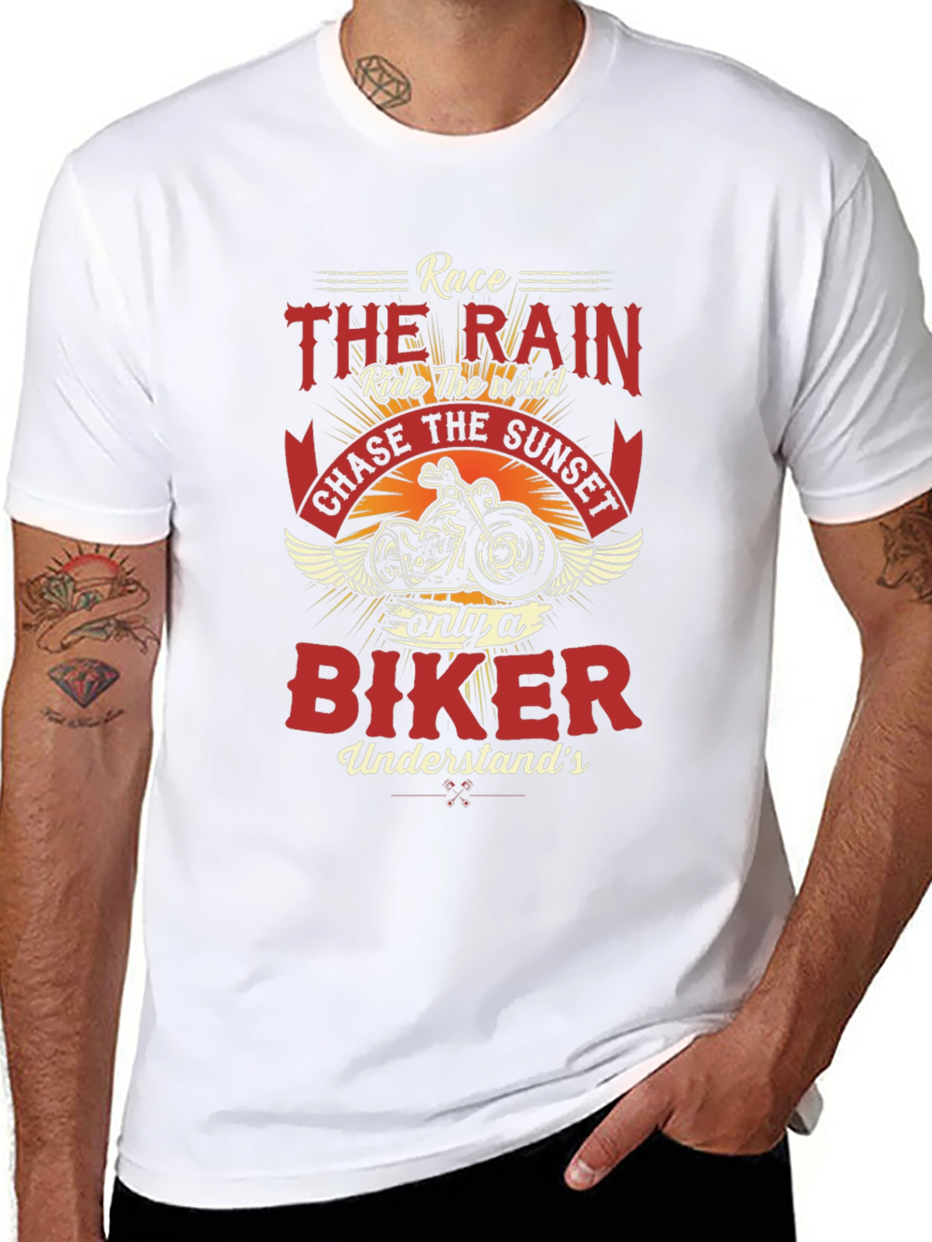 Biker T-Shirt - Race the Rain Graphic Tee