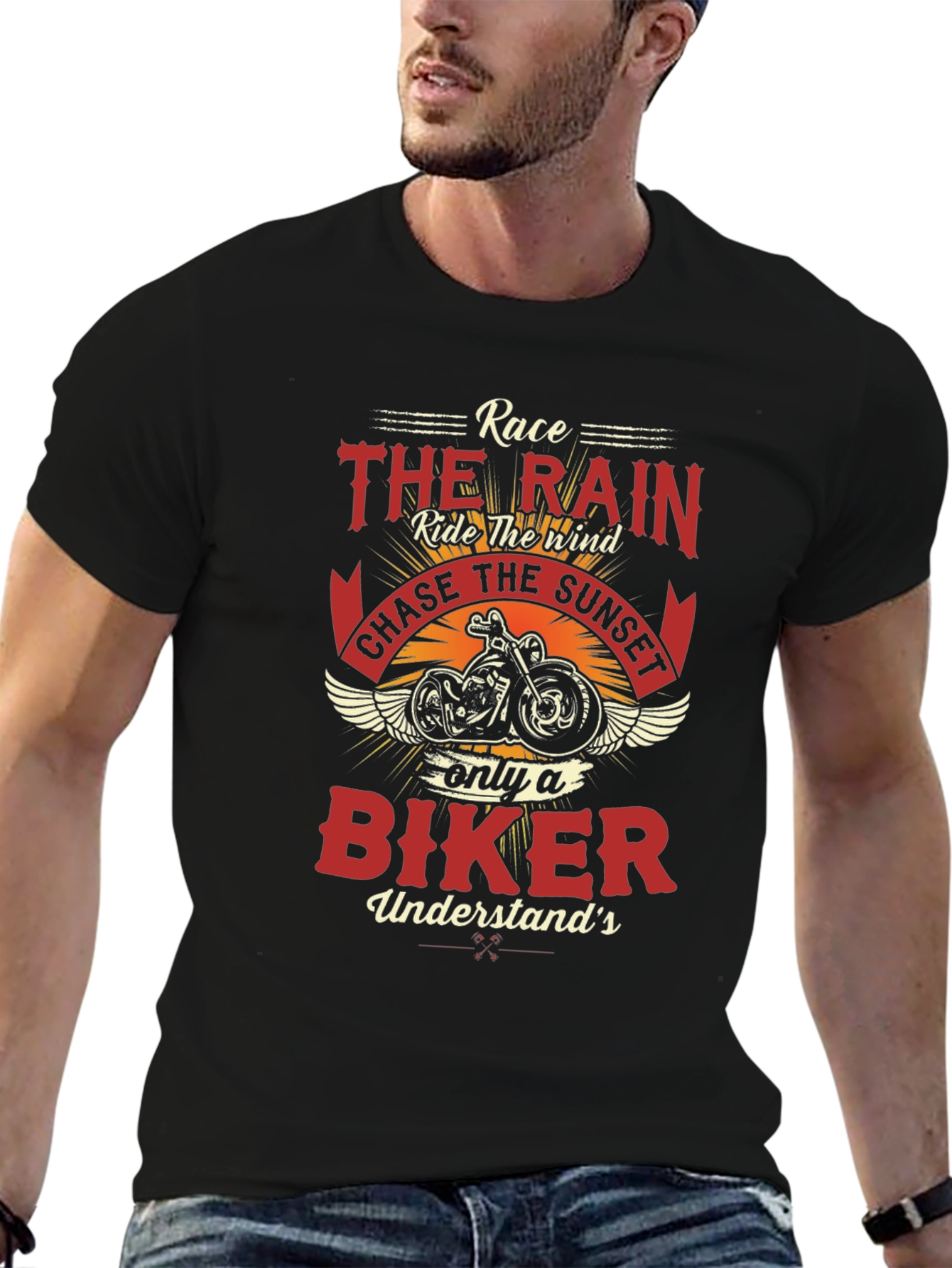 Biker T-Shirt - Race the Rain Graphic Tee