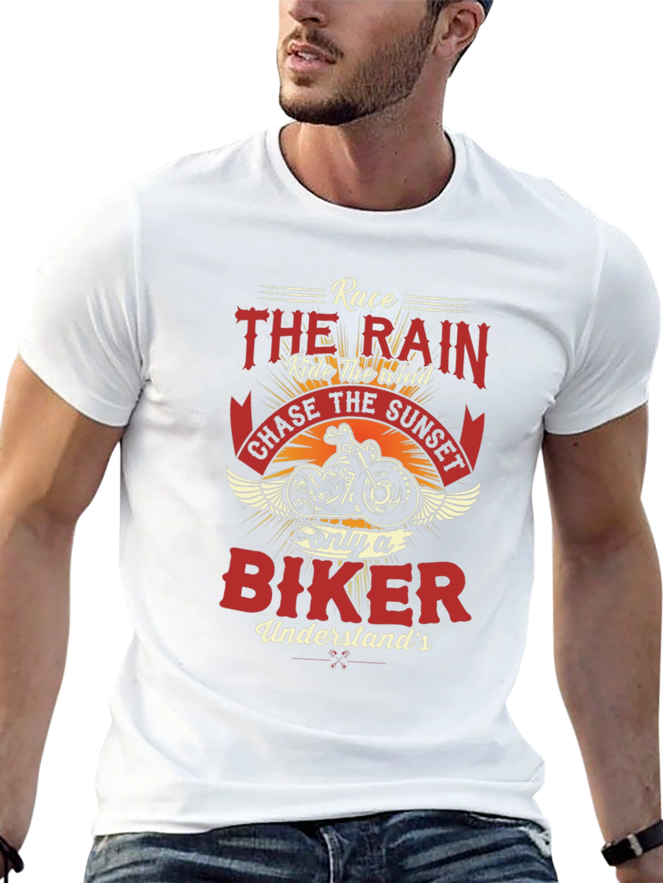 Biker T-Shirt - Race the Rain Graphic Tee