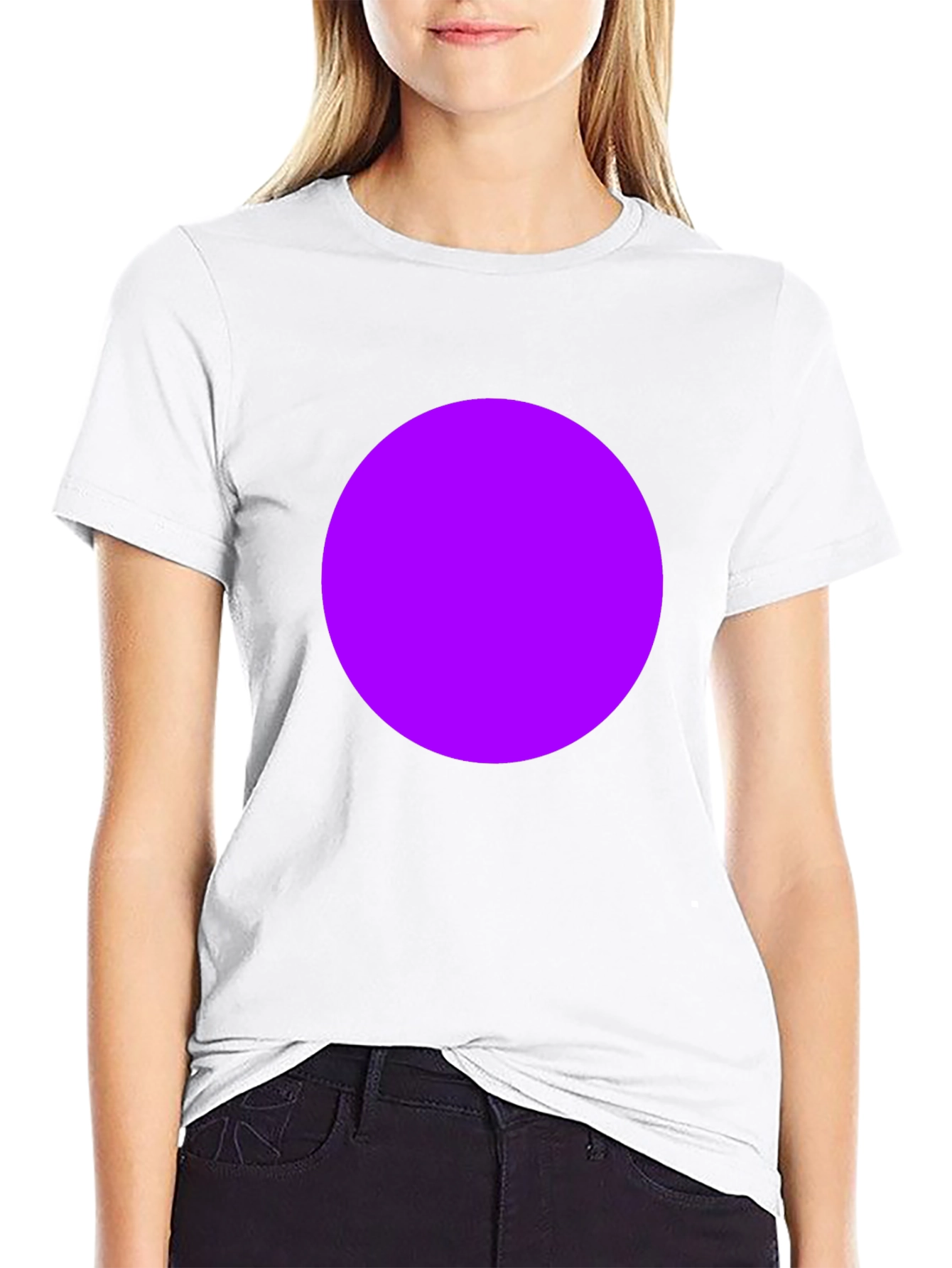 Mens Black T-Shirt with Bold Purple Circle Design