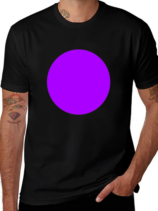 Mens Black T-Shirt with Bold Purple Circle Design