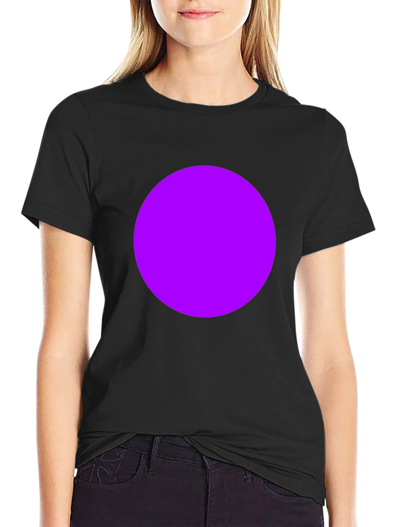 Mens Black T-Shirt with Bold Purple Circle Design