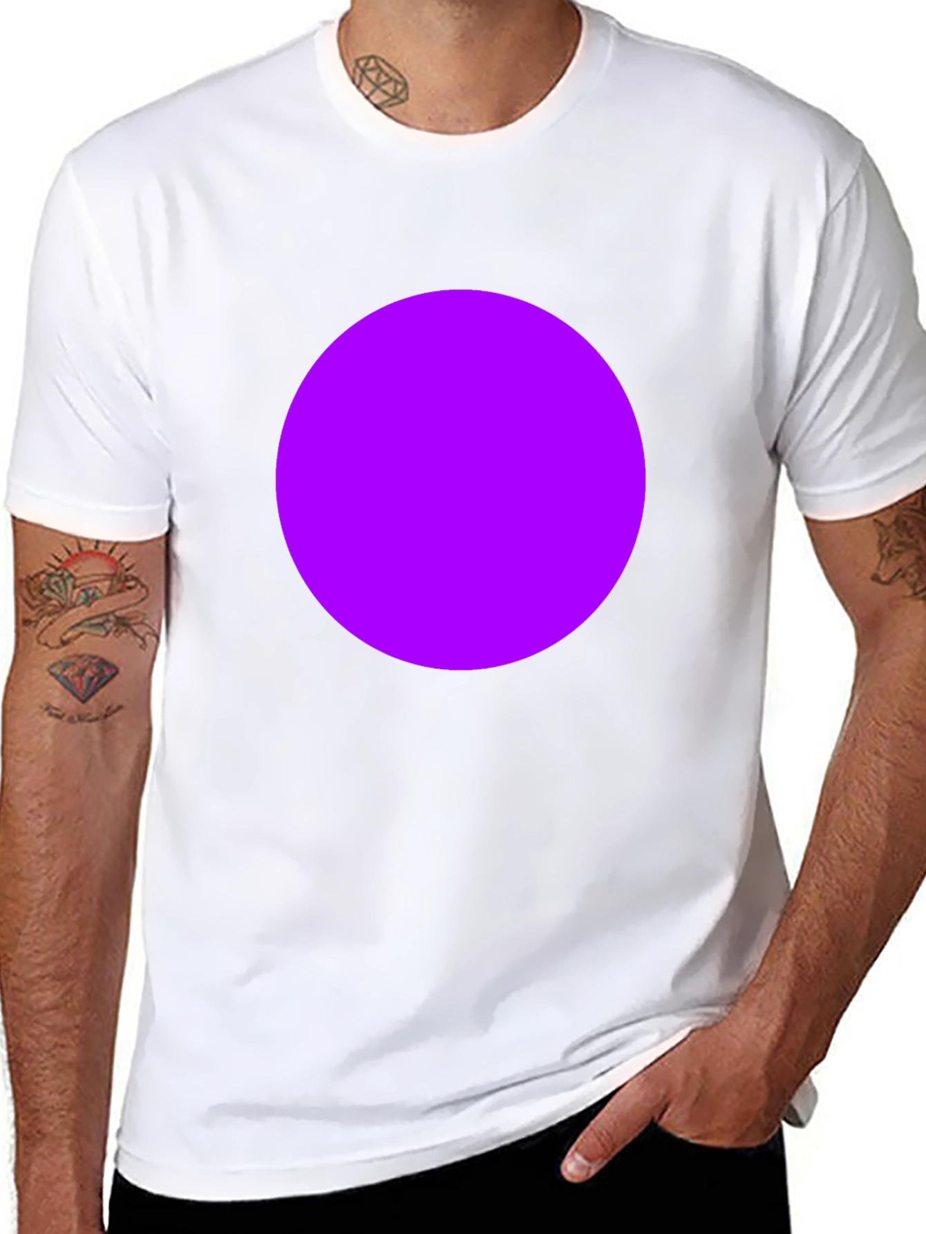 Mens Black T-Shirt with Bold Purple Circle Design