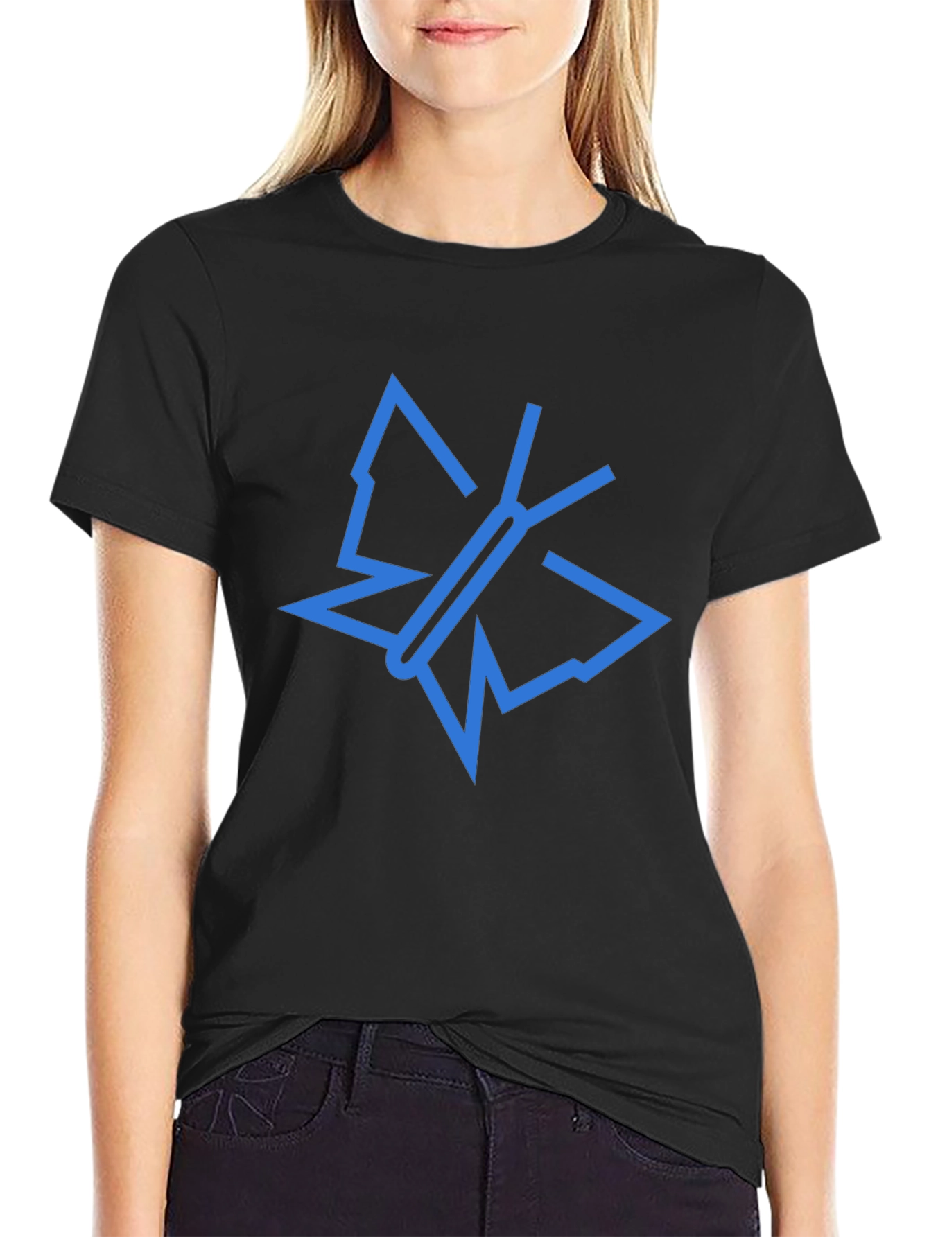 Modern Butterfly Graphic Tee - Black