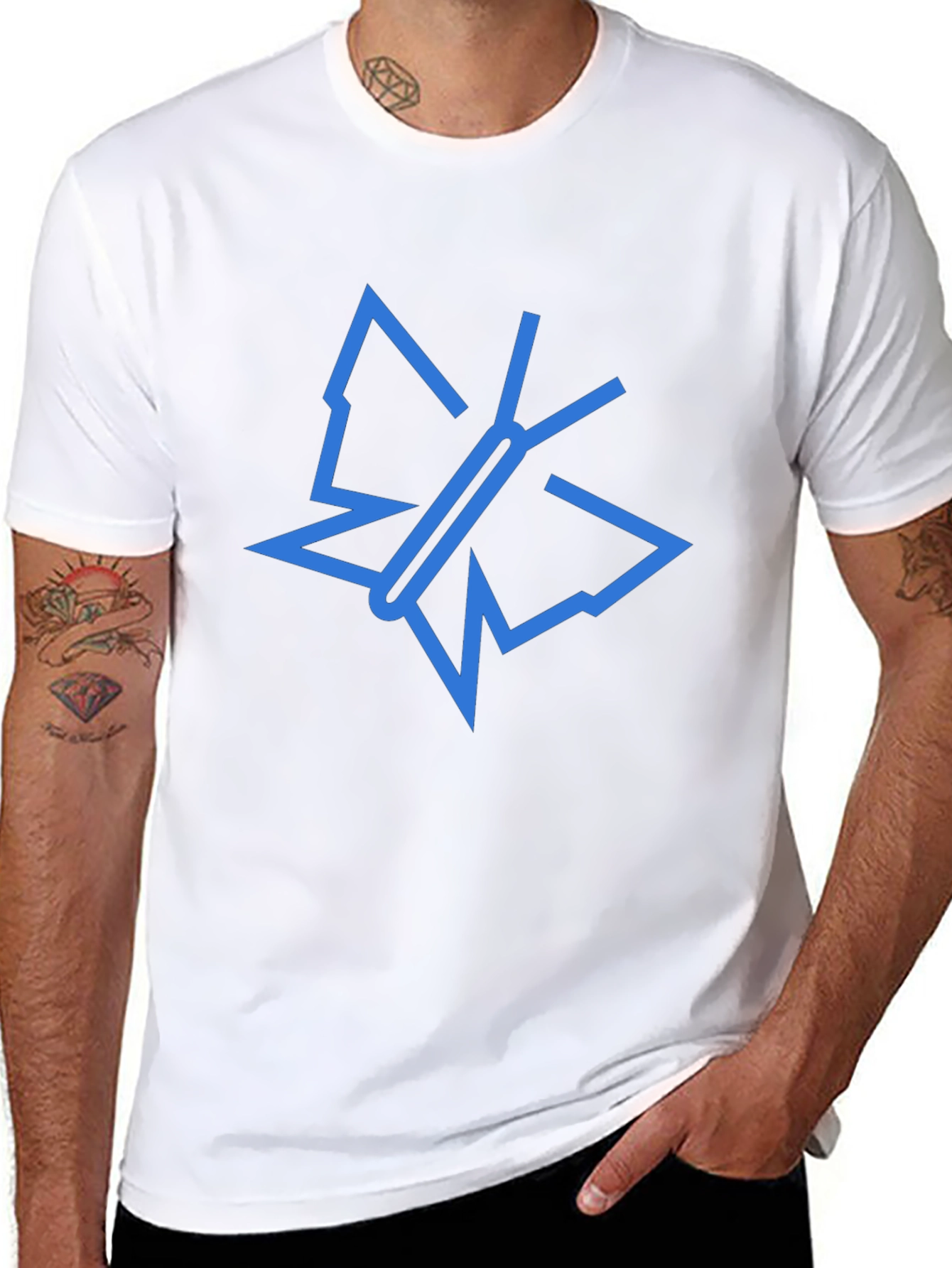 Modern Butterfly Graphic Tee - Black