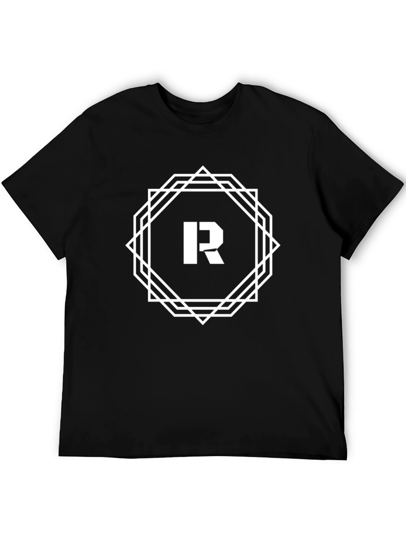 Modern Geometric R Graphic Black T-Shirt