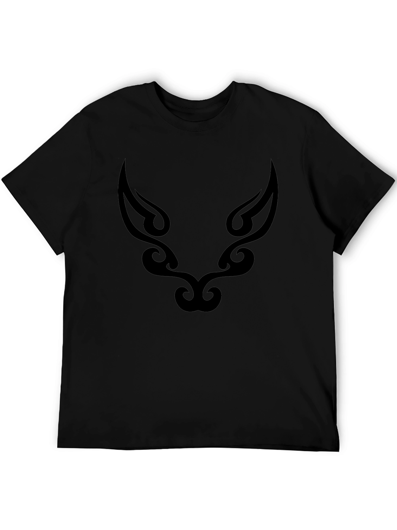 Tribal Wolf Graphic Tee - Black Cotton Blend