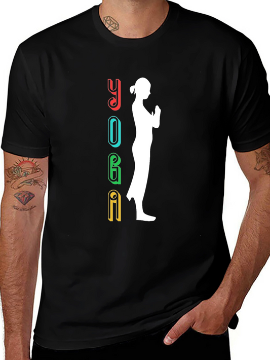 Yoga Silhouette Graphic Tee - Black Cotton Shirt