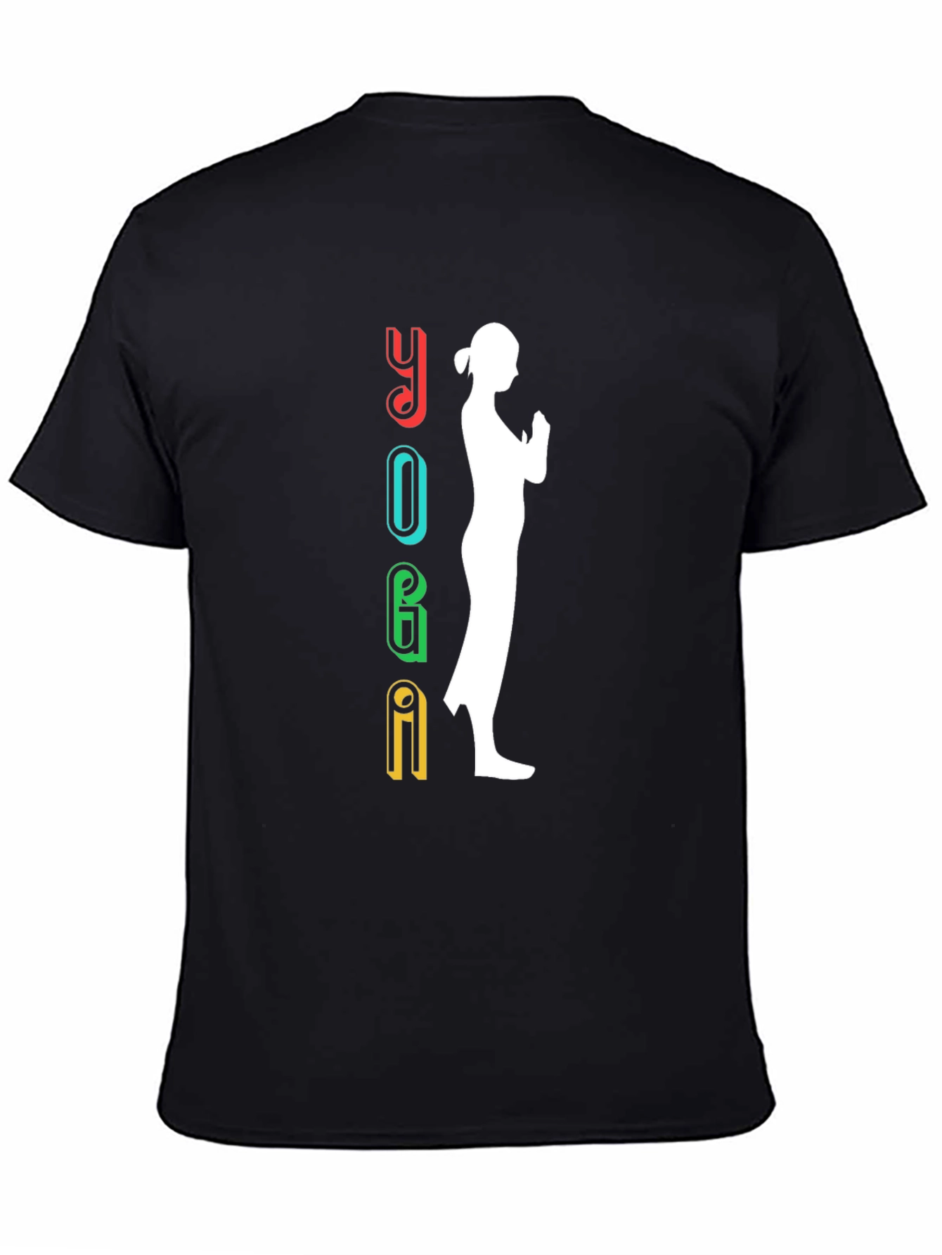 Yoga Silhouette Graphic Tee - Black Cotton Shirt