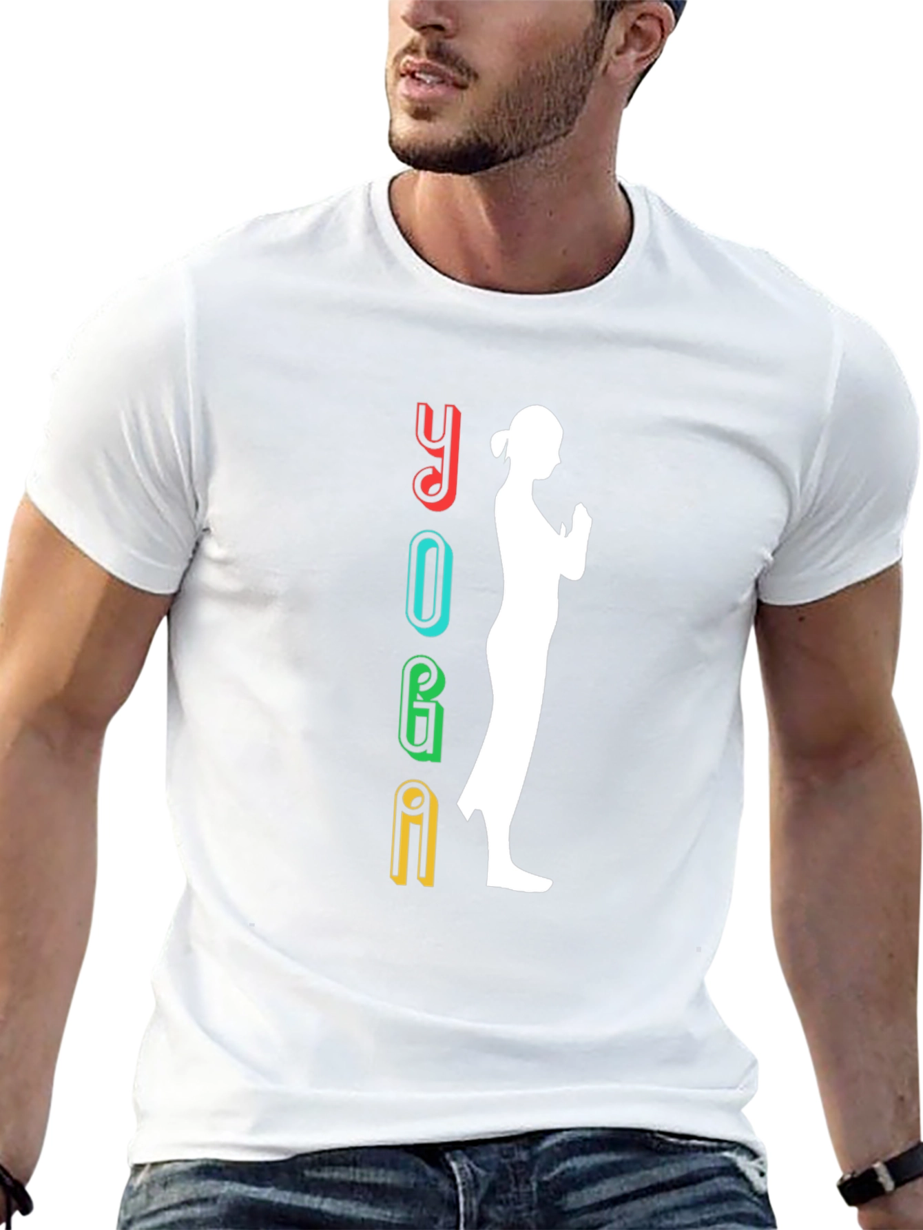 Yoga Silhouette Graphic Tee - Black Cotton Shirt