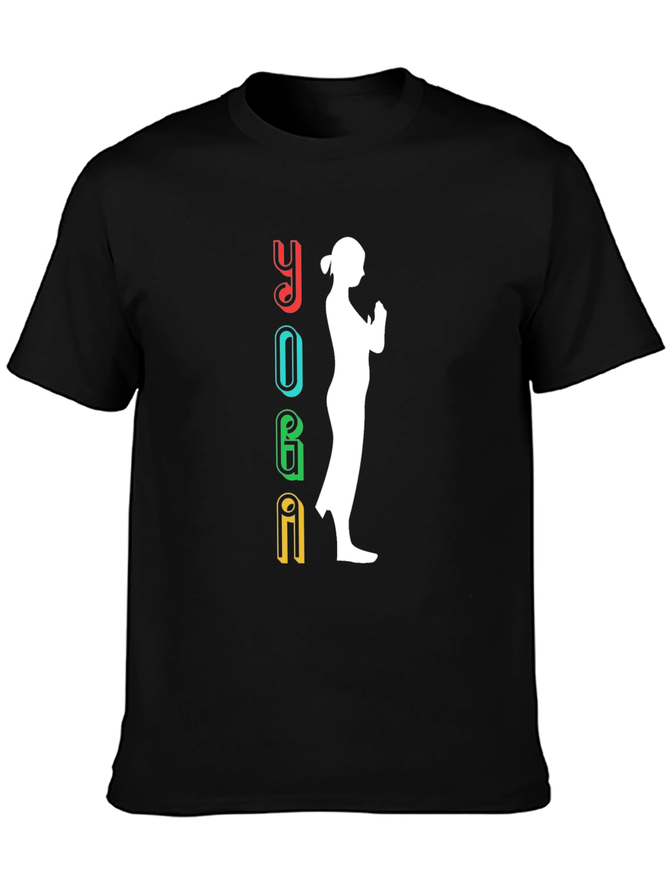 Yoga Silhouette Graphic Tee - Black Cotton Shirt