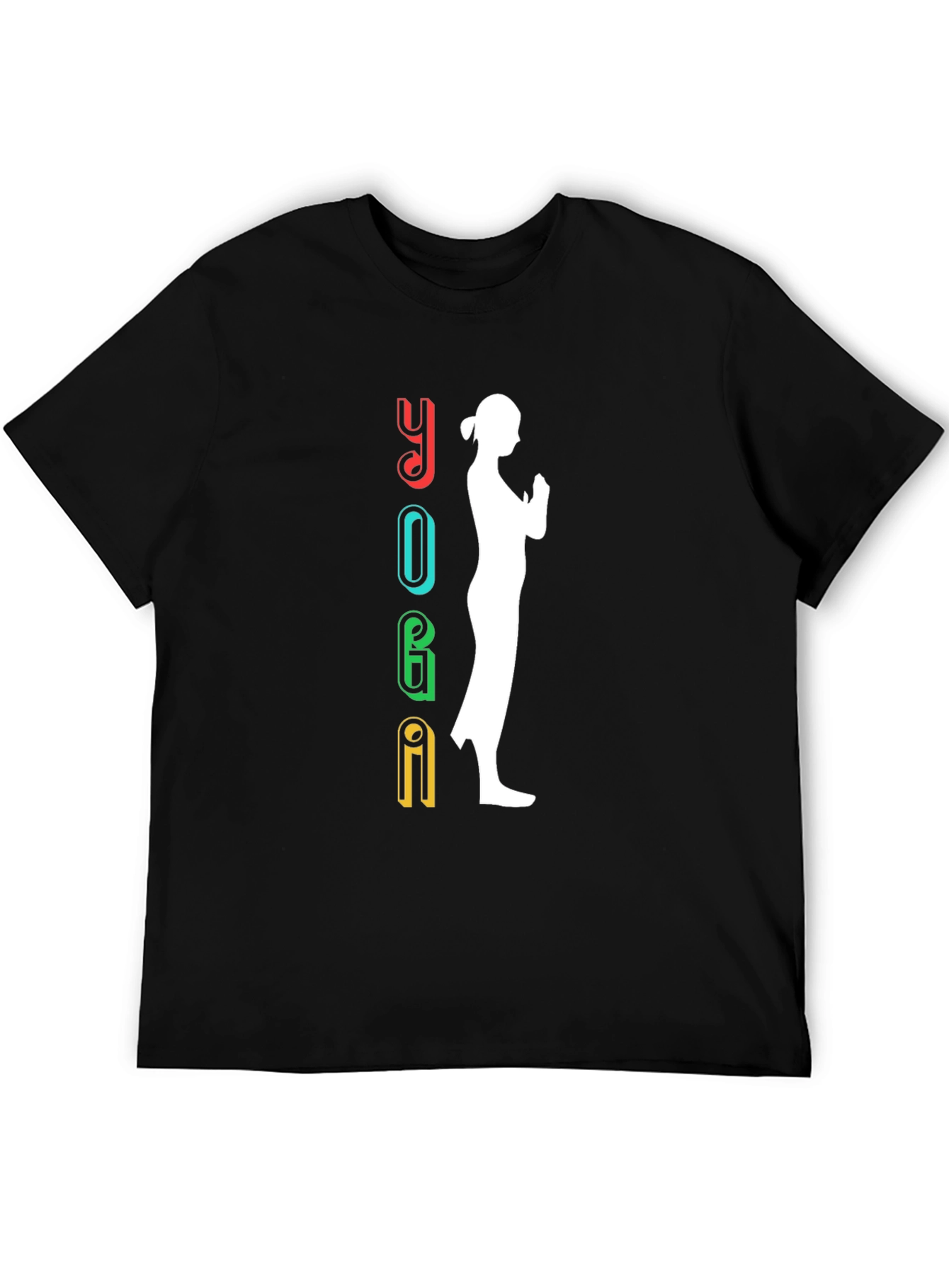 Yoga Silhouette Graphic Tee - Black Cotton Shirt