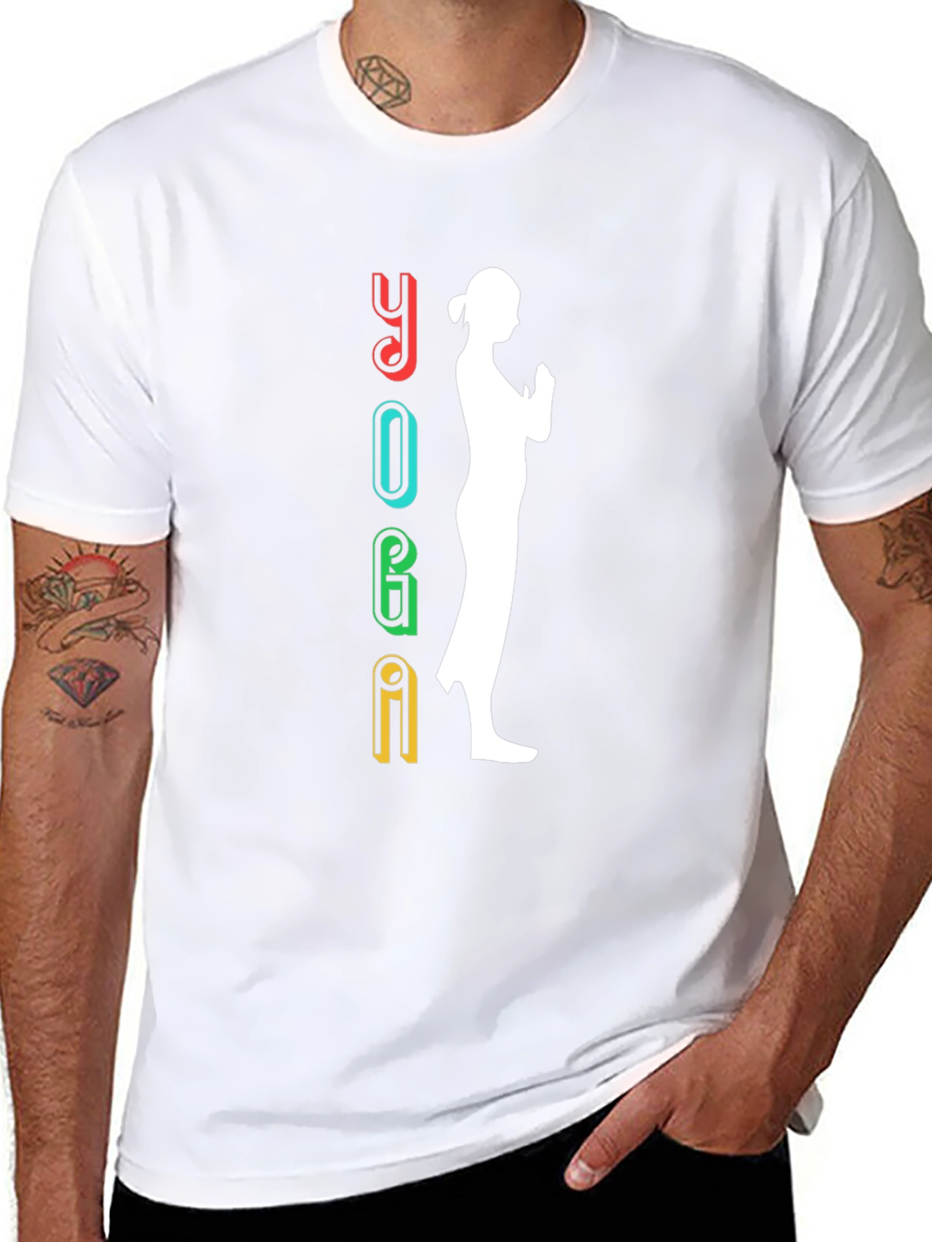 Yoga Silhouette Graphic Tee - Black Cotton Shirt