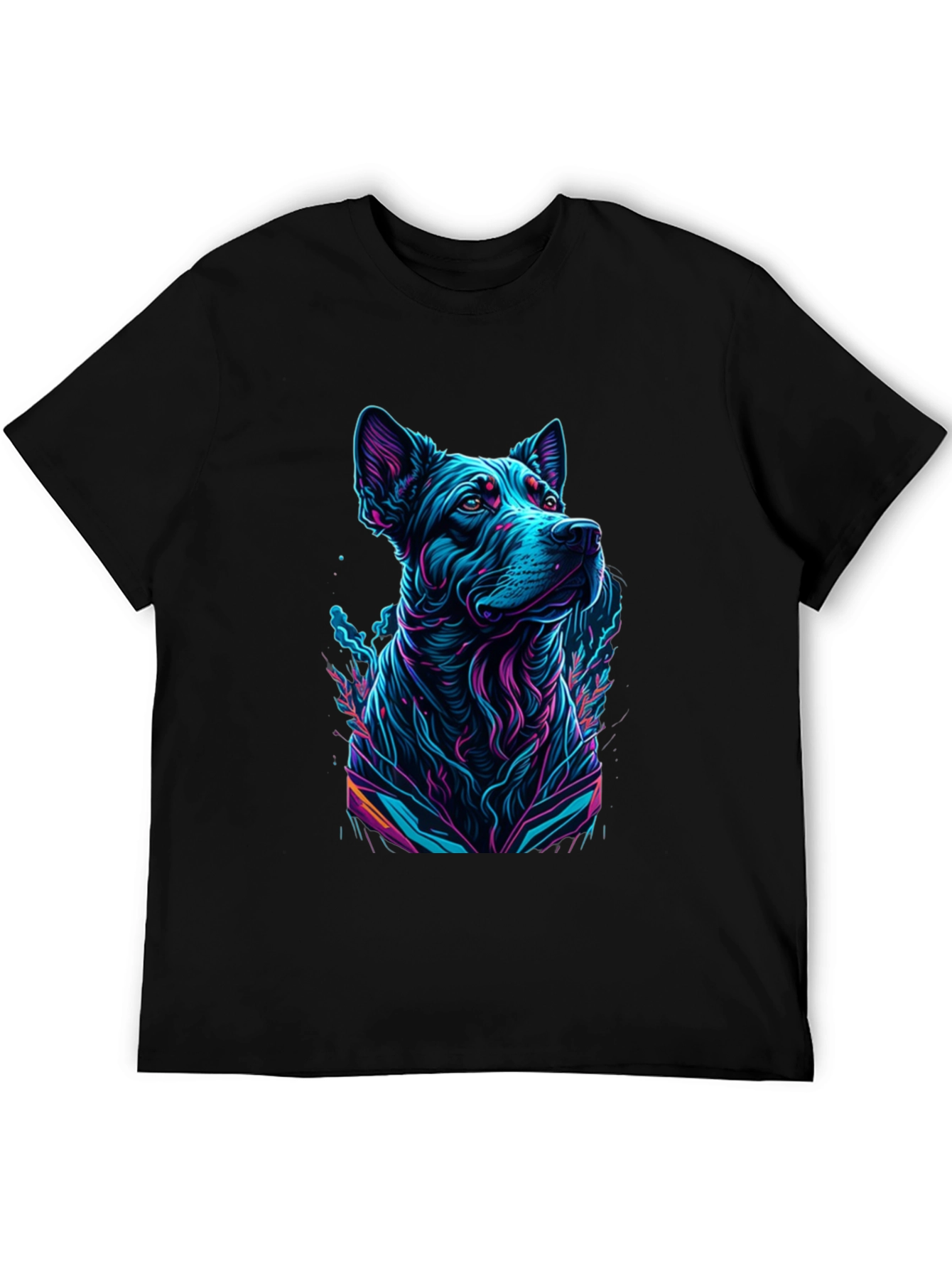 Neon Dog Graphic Black T-Shirt