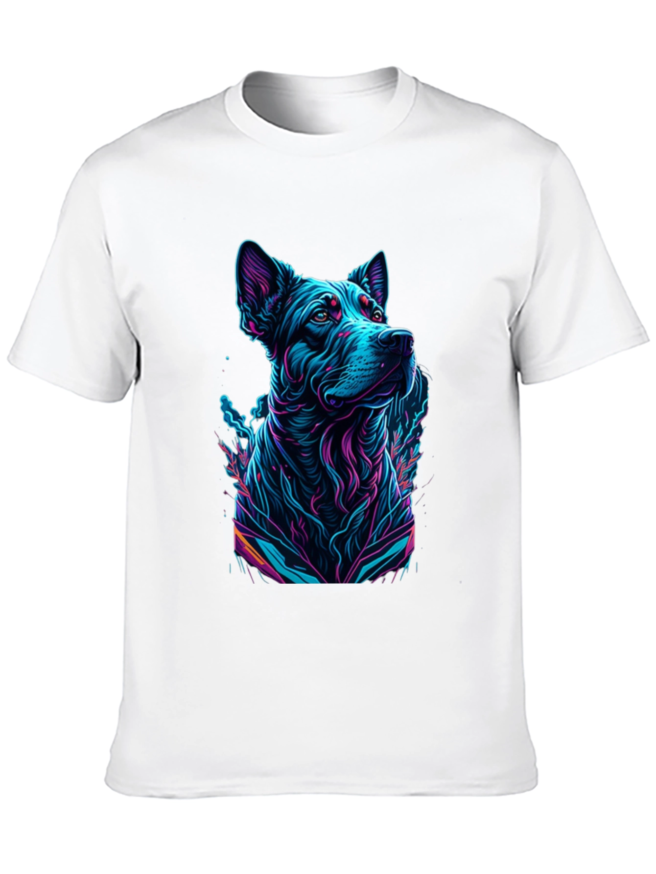 Neon Dog Graphic Black T-Shirt