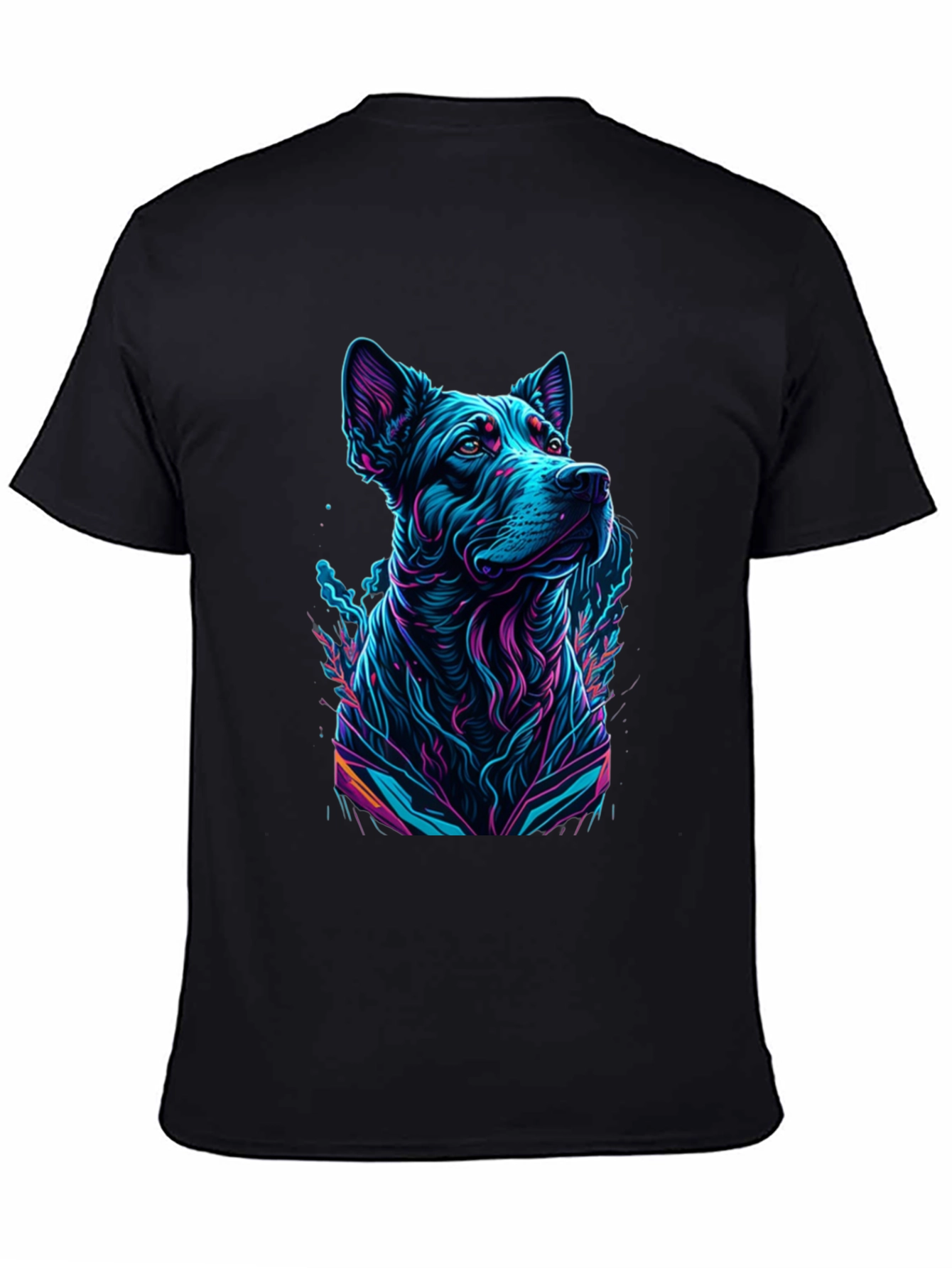 Neon Dog Graphic Black T-Shirt