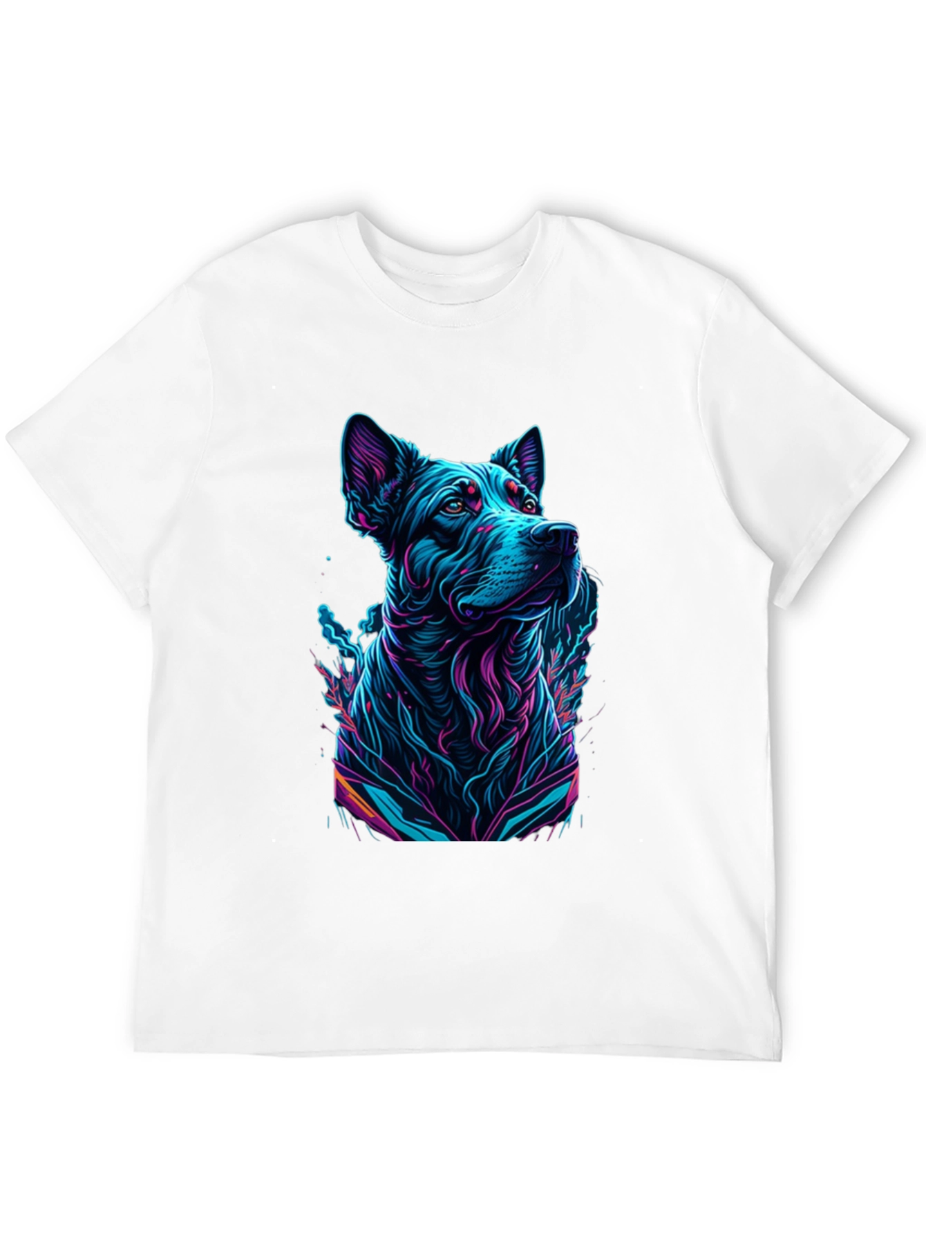 Neon Dog Graphic Black T-Shirt