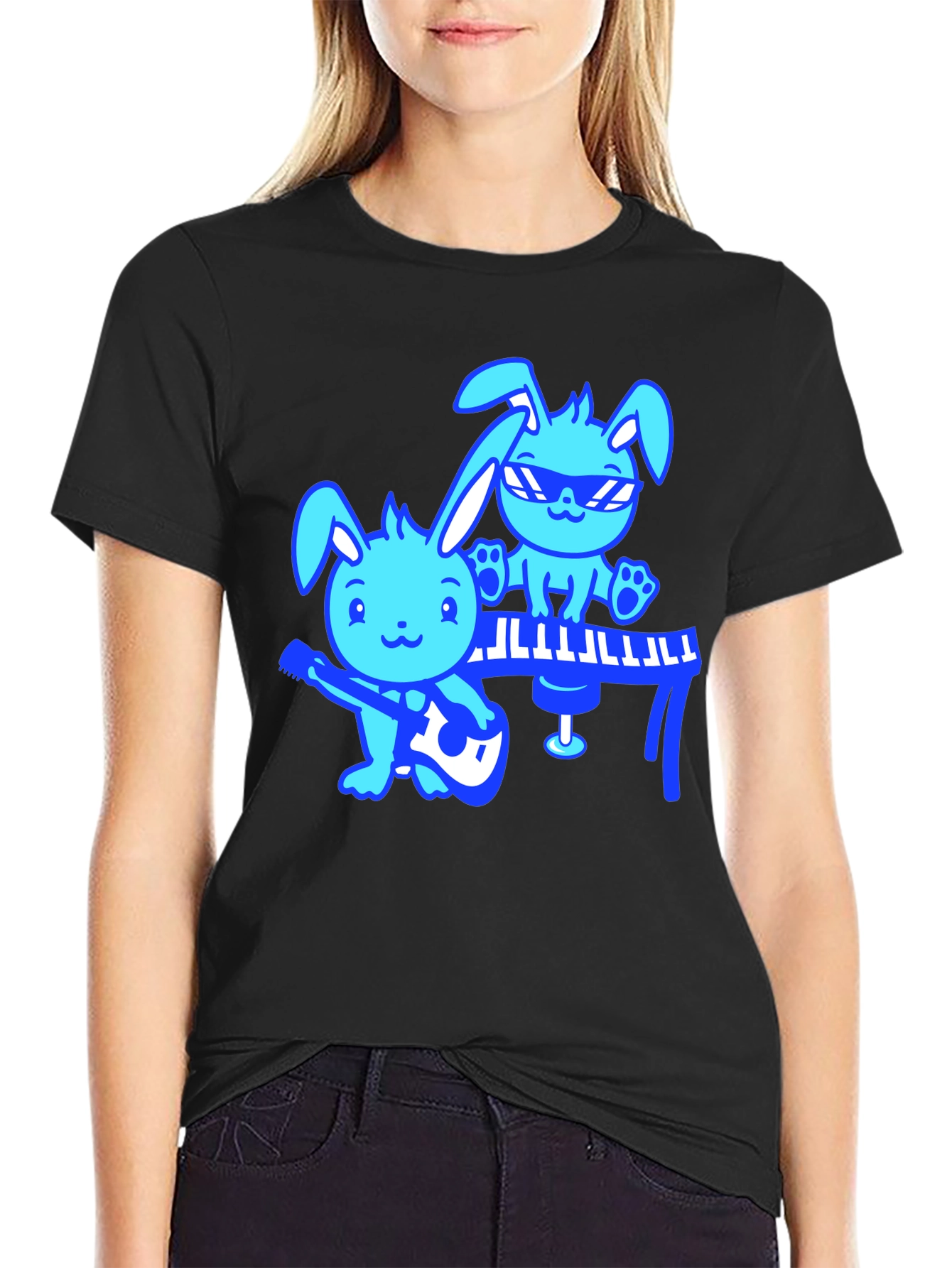 Cool Bunny Band Black T-Shirt