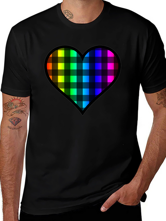 Rainbow Plaid Heart Tee - Love & Pride
