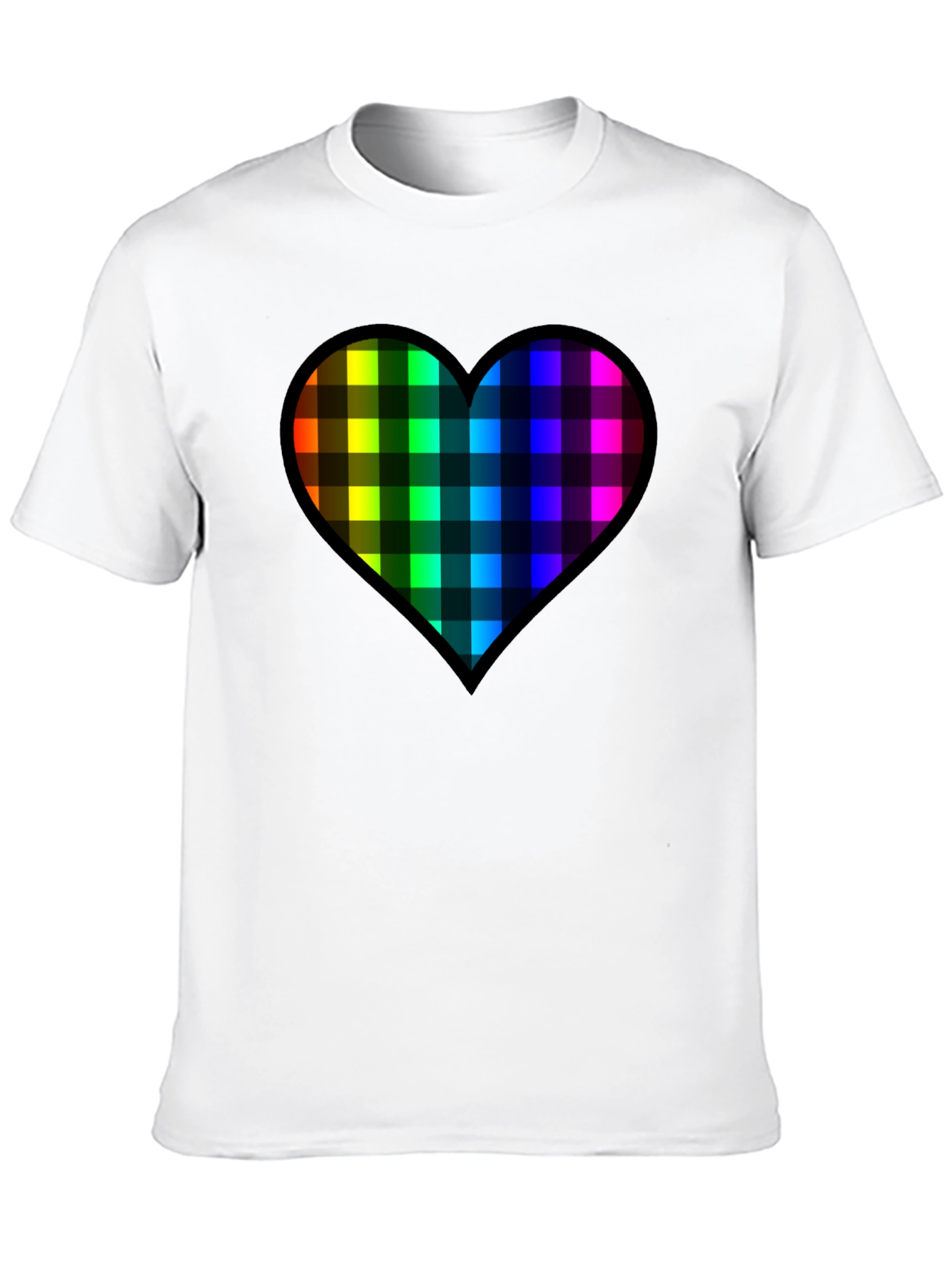 Rainbow Plaid Heart Tee - Love & Pride