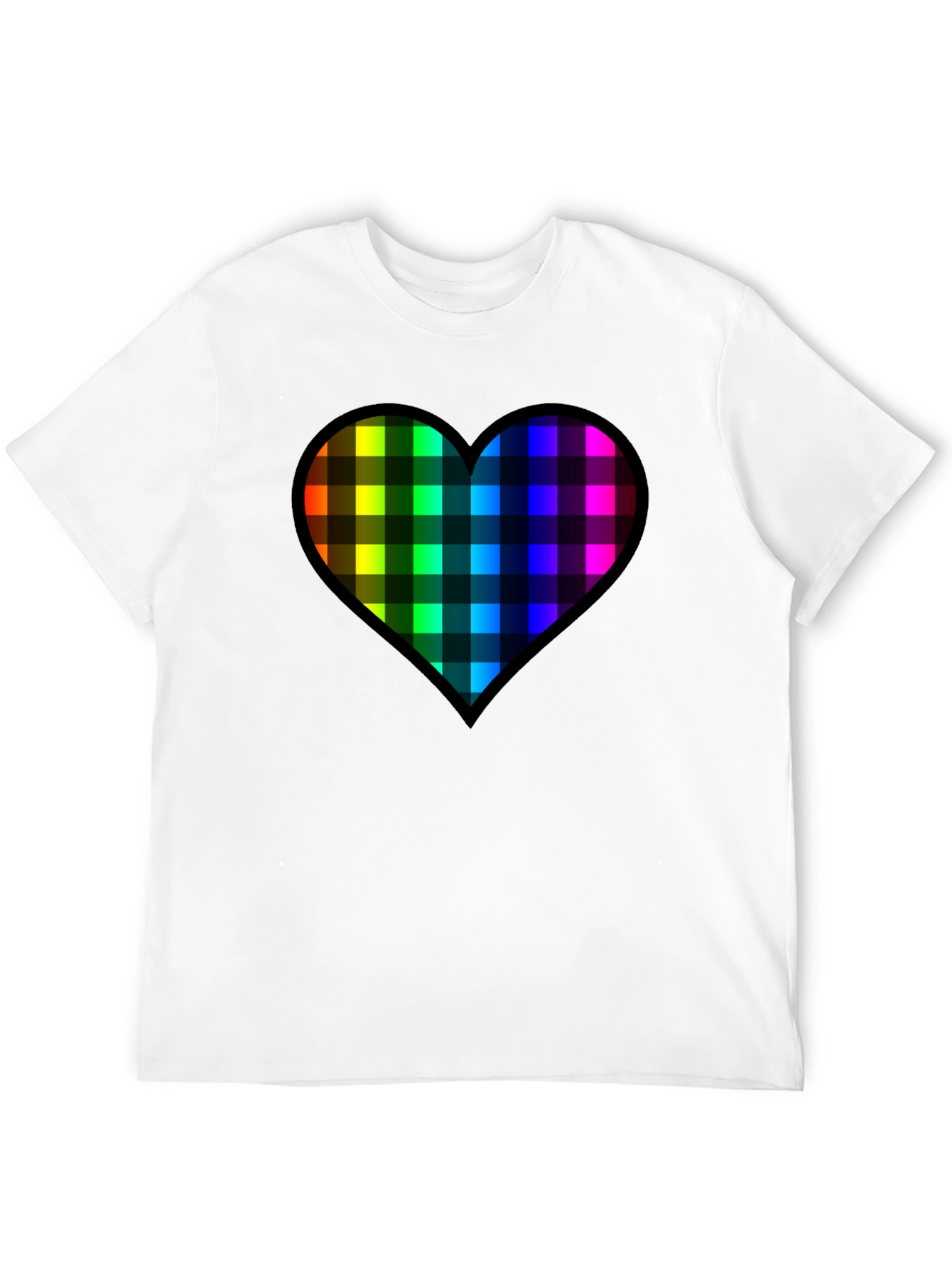 Rainbow Plaid Heart Tee - Love & Pride