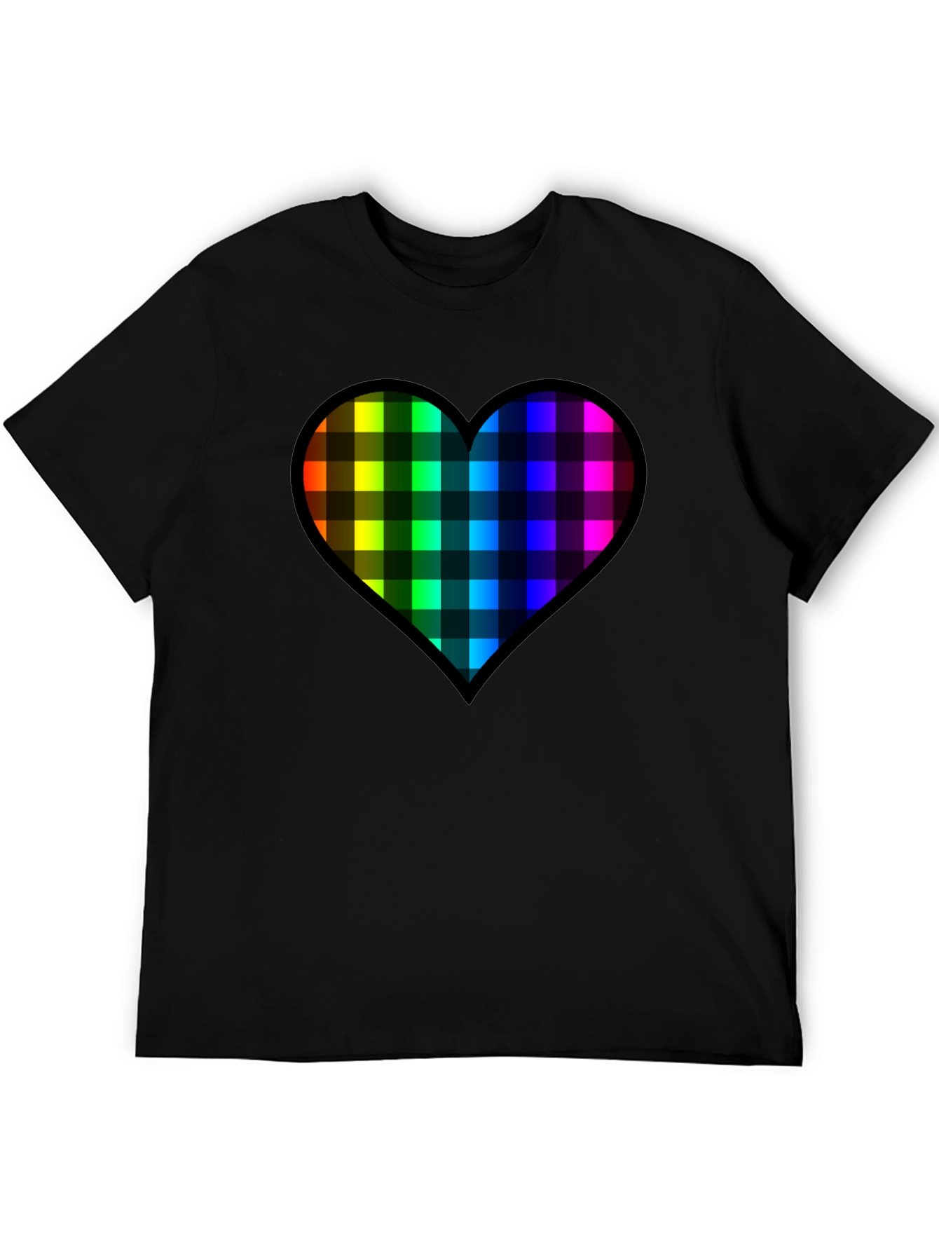 Rainbow Plaid Heart Tee - Love & Pride