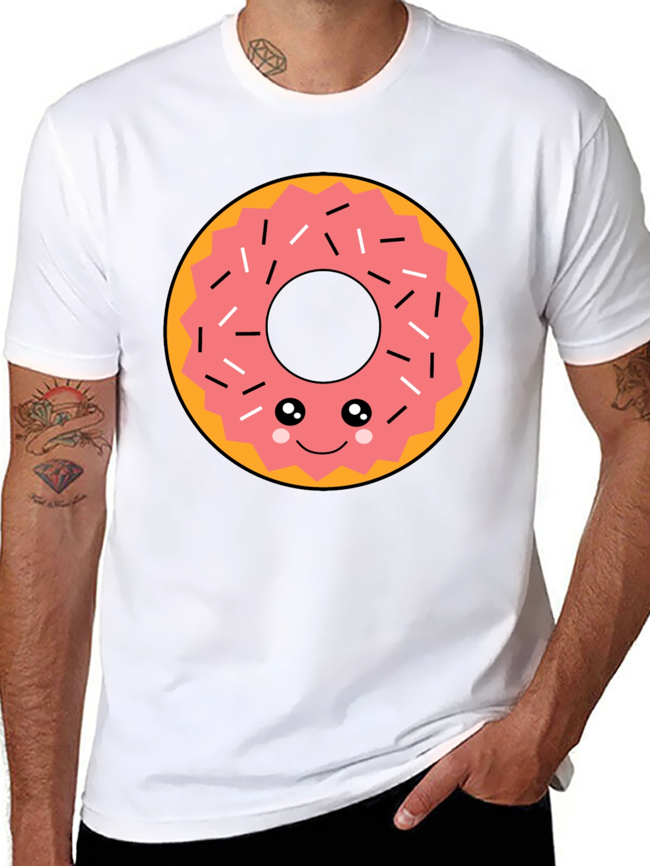 Kawaii Donut Graphic Tee - Funny Food T-Shirt