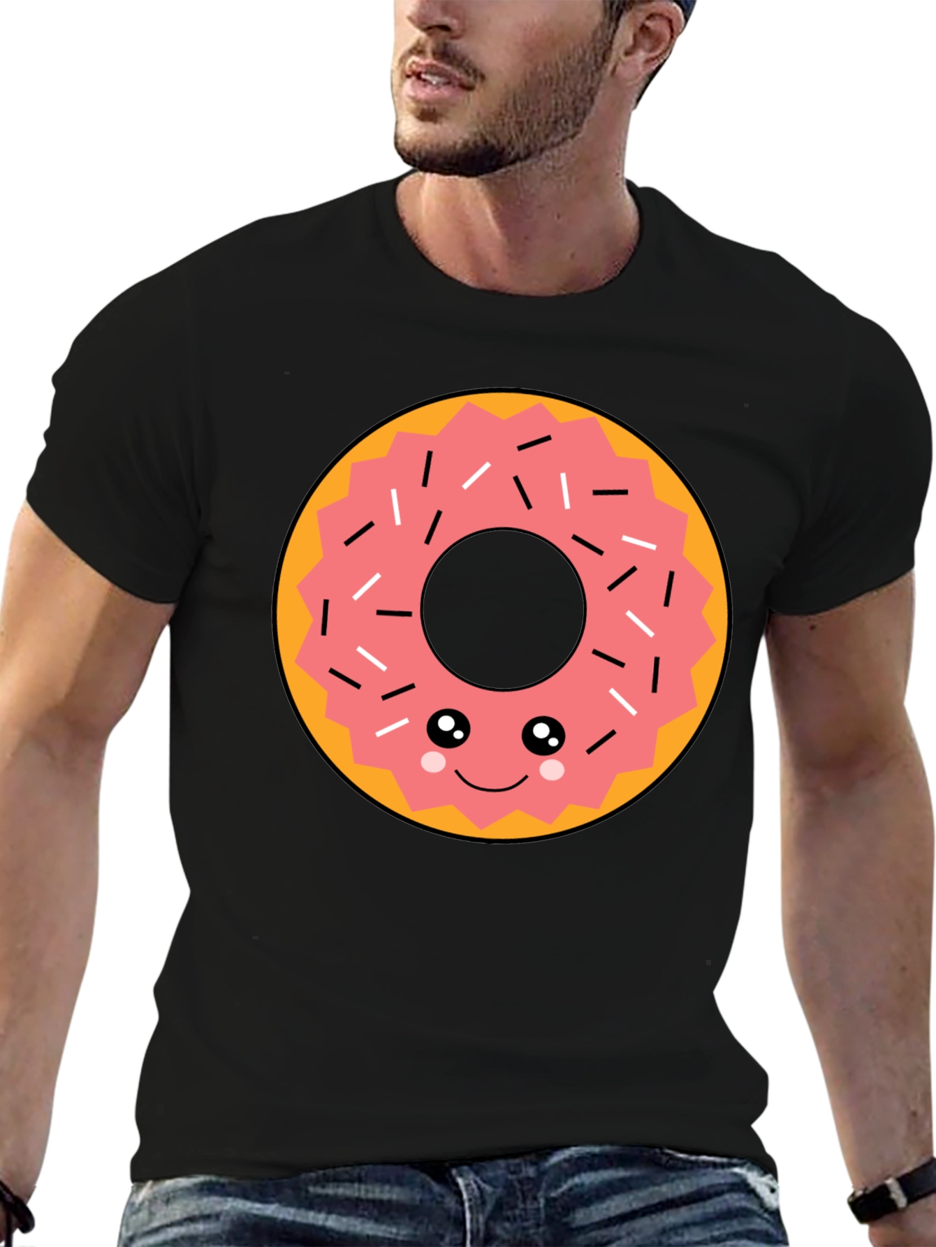 Kawaii Donut Graphic Tee - Funny Food T-Shirt