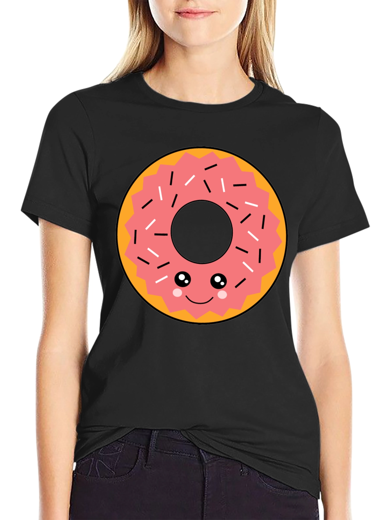 Kawaii Donut Graphic Tee - Funny Food T-Shirt