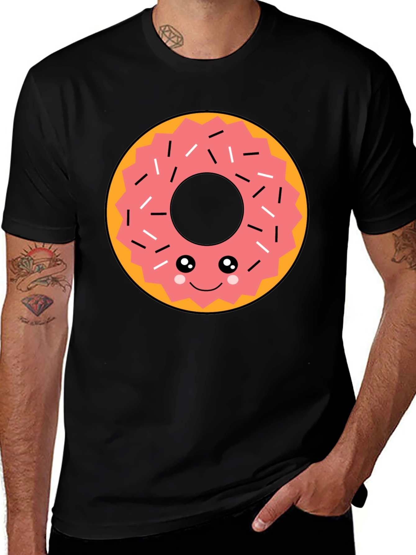 Kawaii Donut Graphic Tee - Funny Food T-Shirt