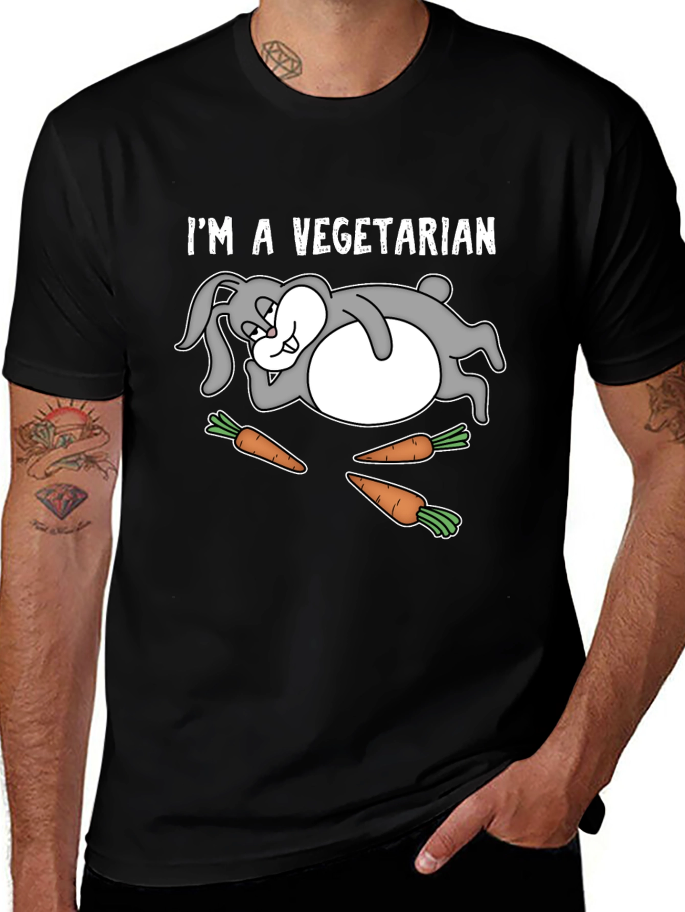 Vegetarian Rabbit T-Shirt Funny Graphic Tee