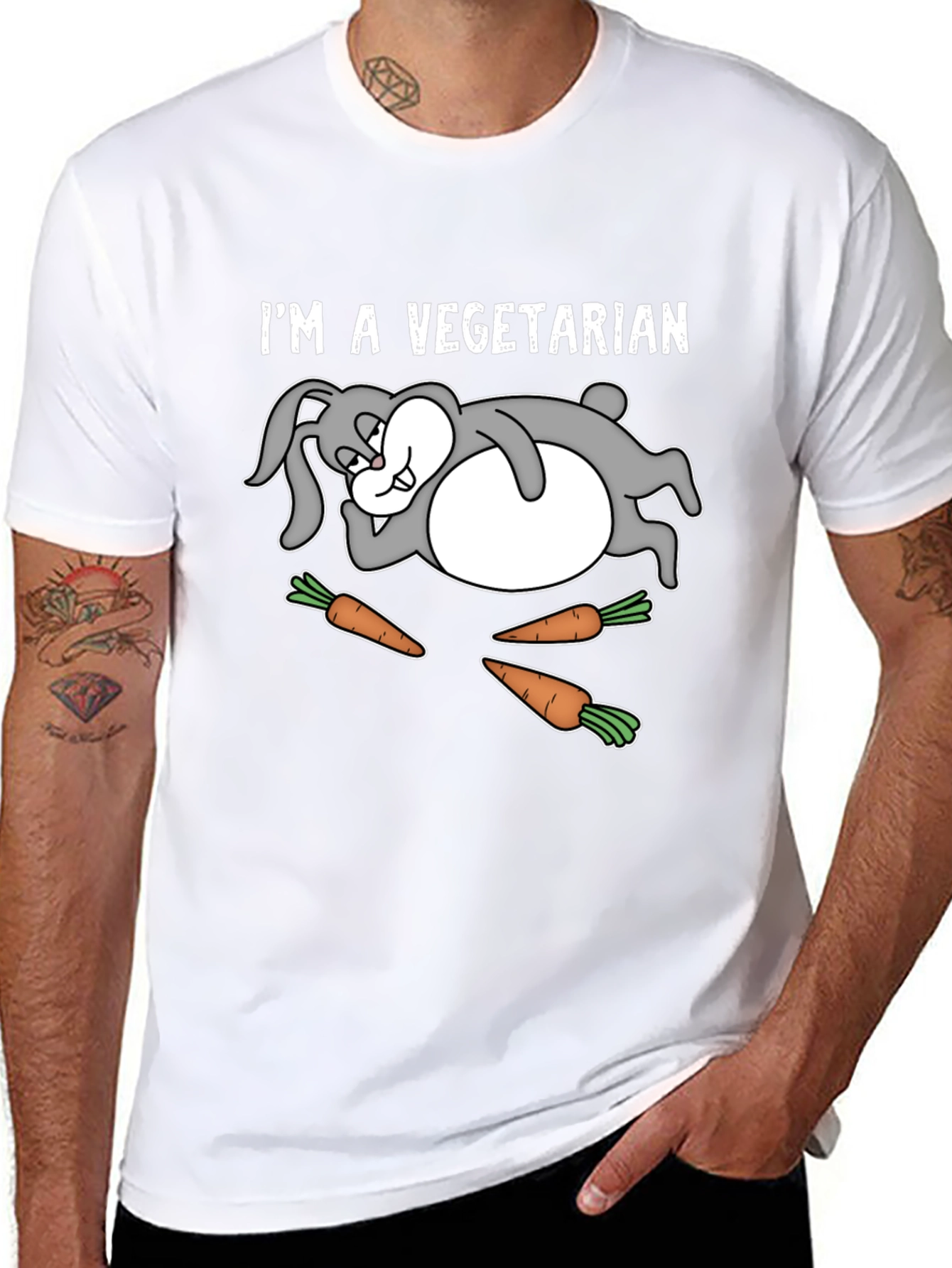 Vegetarian Rabbit T-Shirt Funny Graphic Tee