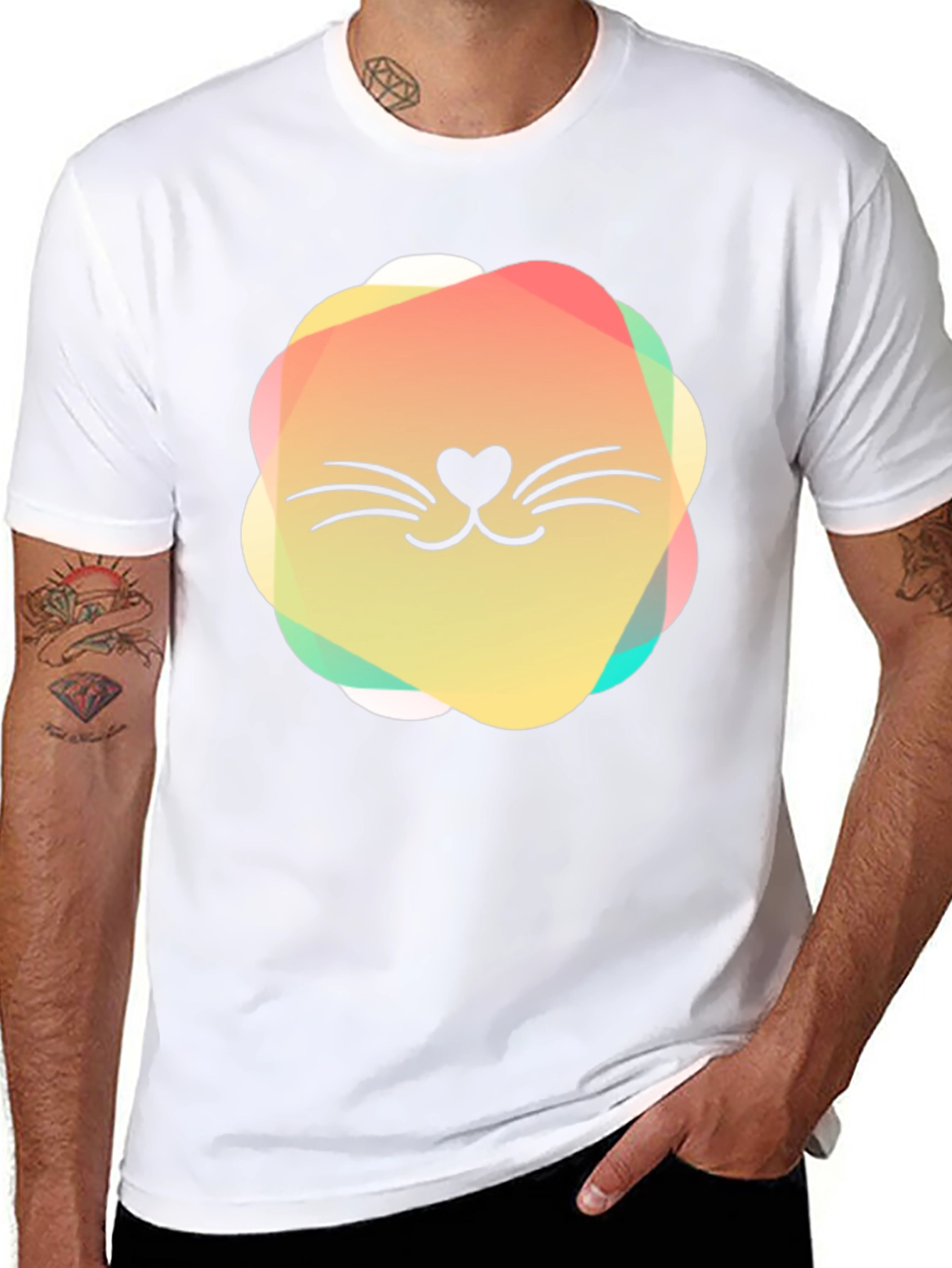 Cute Cat Face Graphic Black T-Shirt