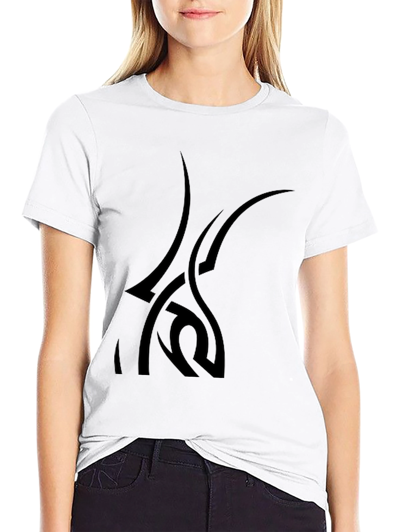 Stylish Black Graphic Tee - Tribal Design