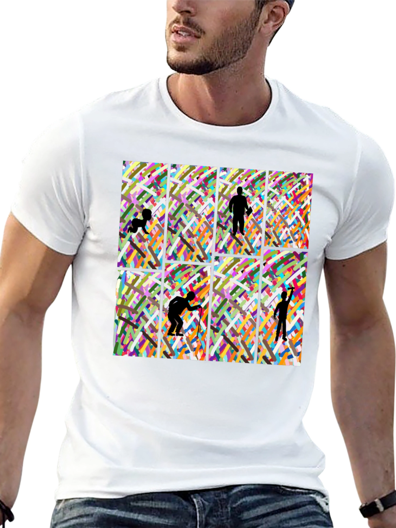 Artistic Silhouette Graphic Print Black T-Shirt