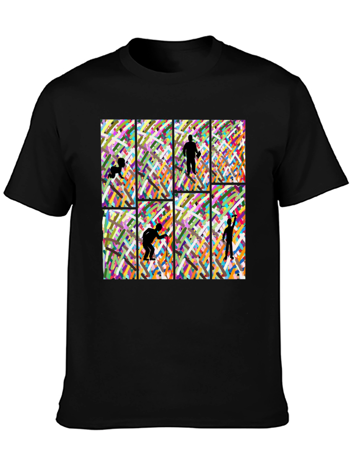 Artistic Silhouette Graphic Print Black T-Shirt
