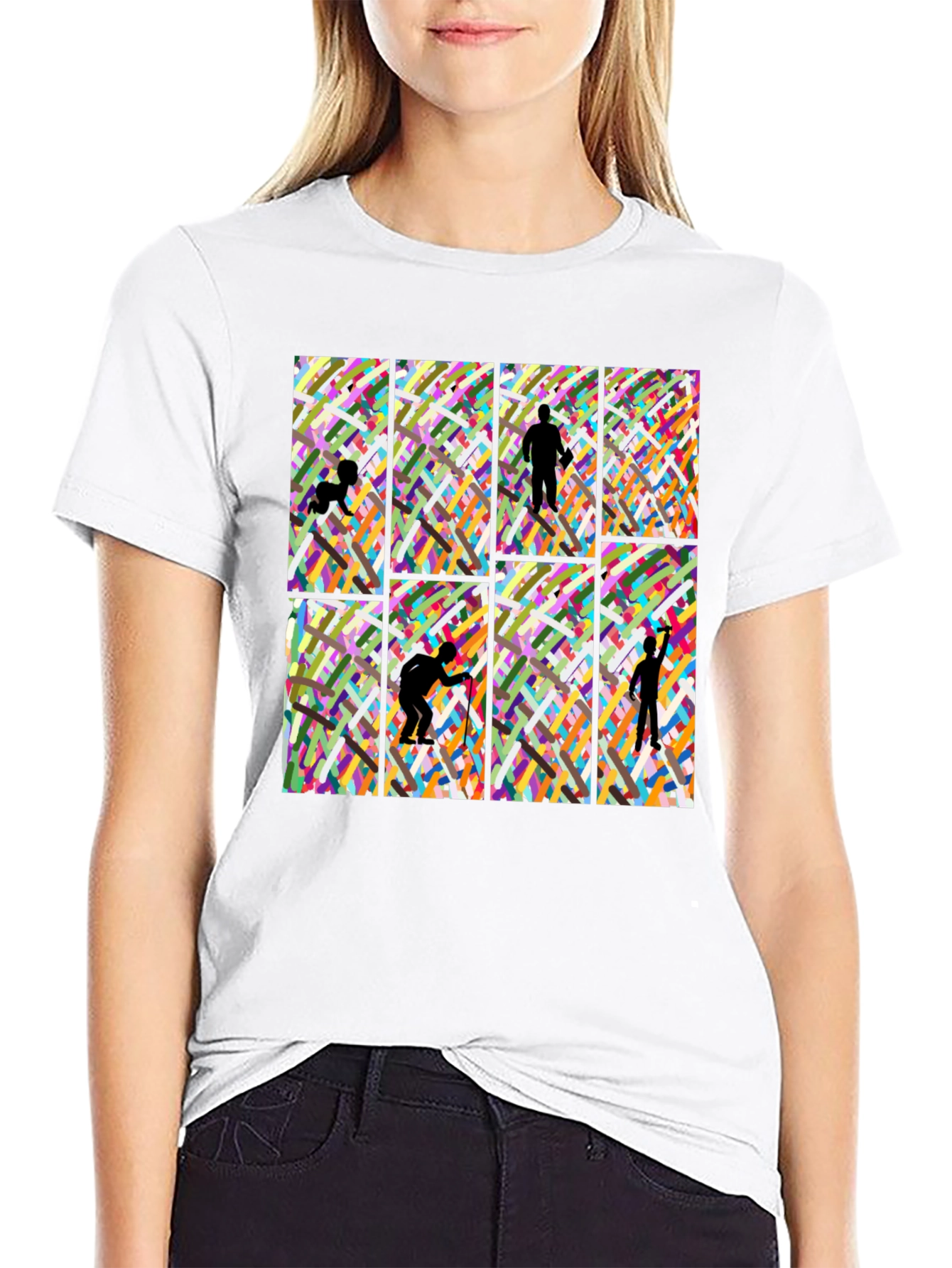 Artistic Silhouette Graphic Print Black T-Shirt