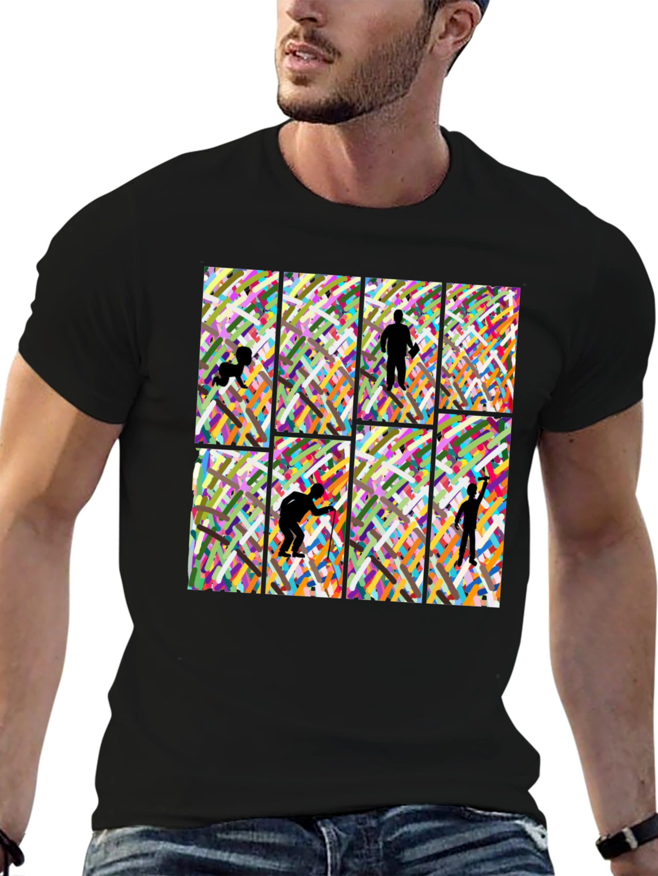 Artistic Silhouette Graphic Print Black T-Shirt