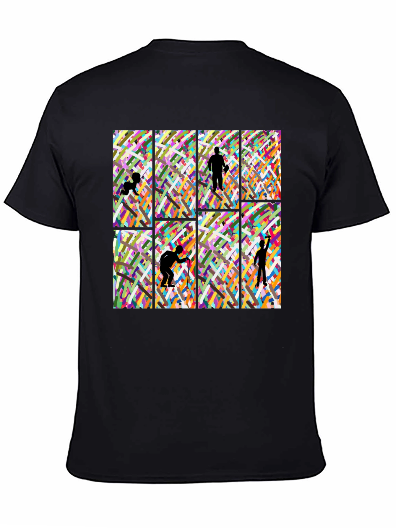 Artistic Silhouette Graphic Print Black T-Shirt