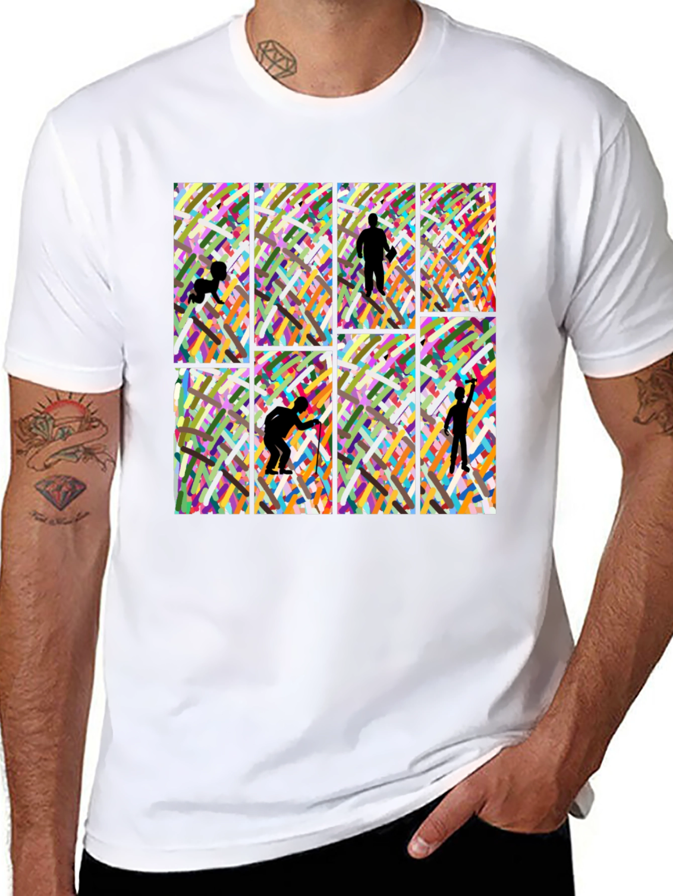 Artistic Silhouette Graphic Print Black T-Shirt