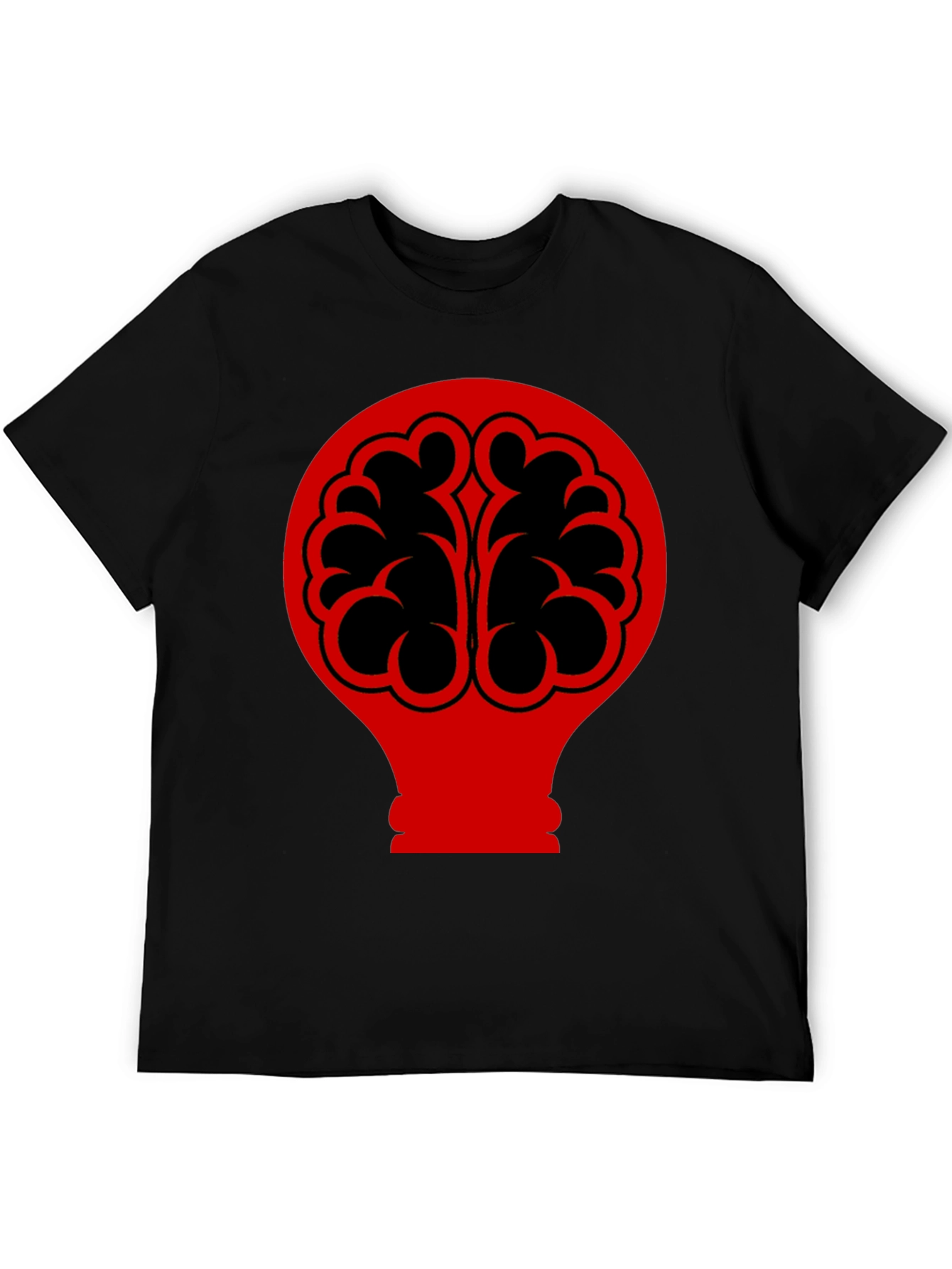 Brain Bulb Graphic Tee - Black Cotton T-Shirt