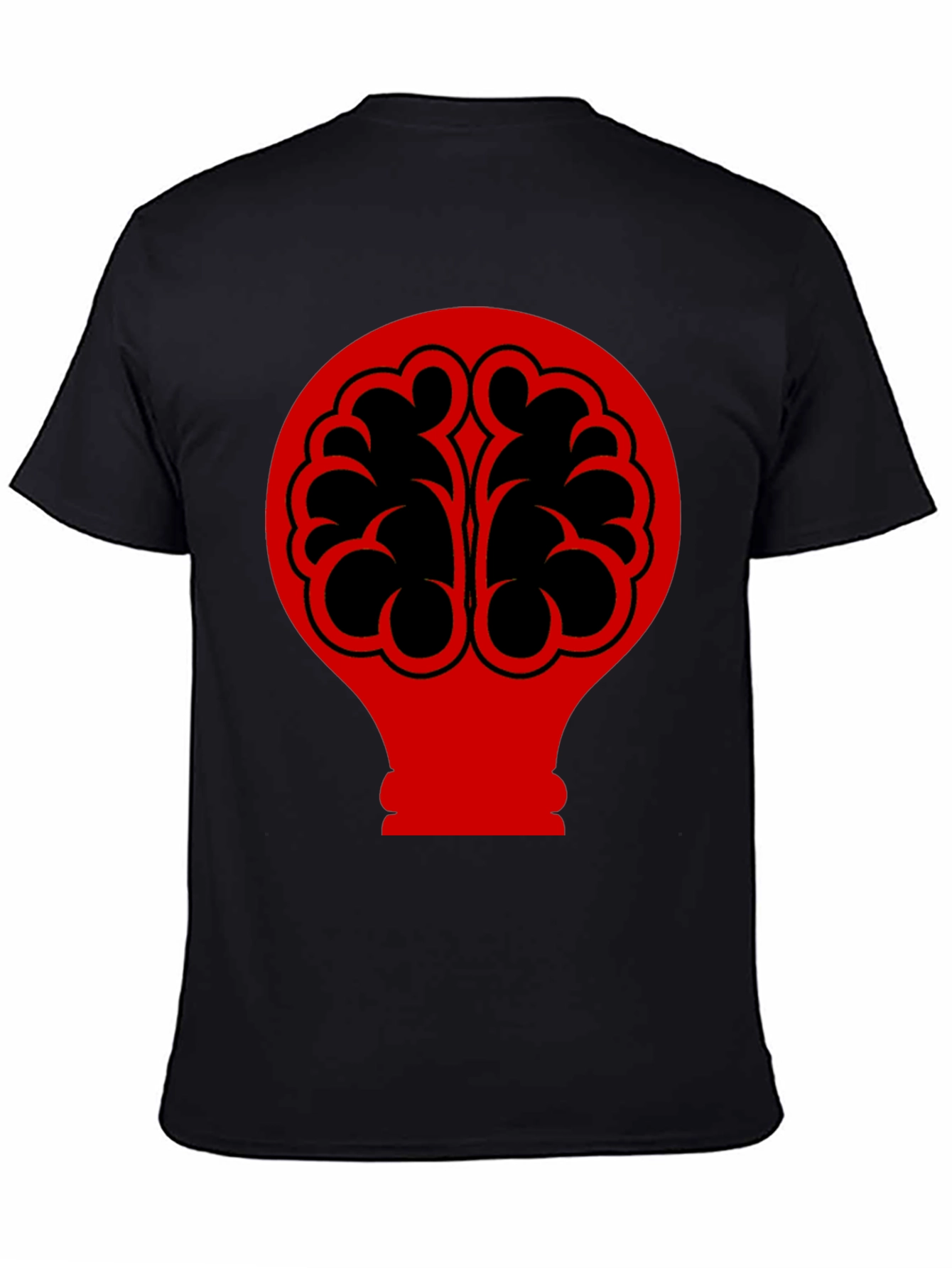 Brain Bulb Graphic Tee - Black Cotton T-Shirt