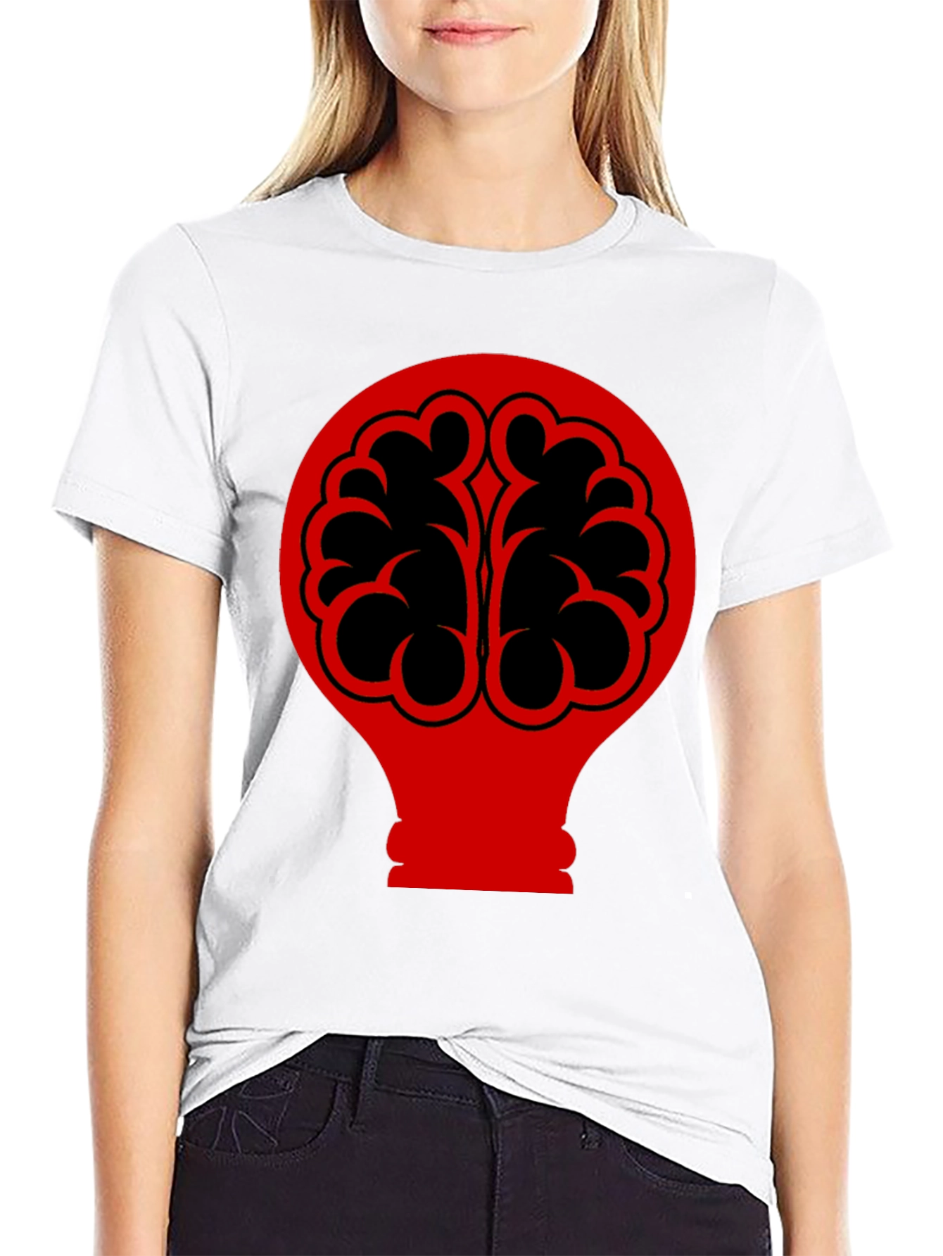 Brain Bulb Graphic Tee - Black Cotton T-Shirt