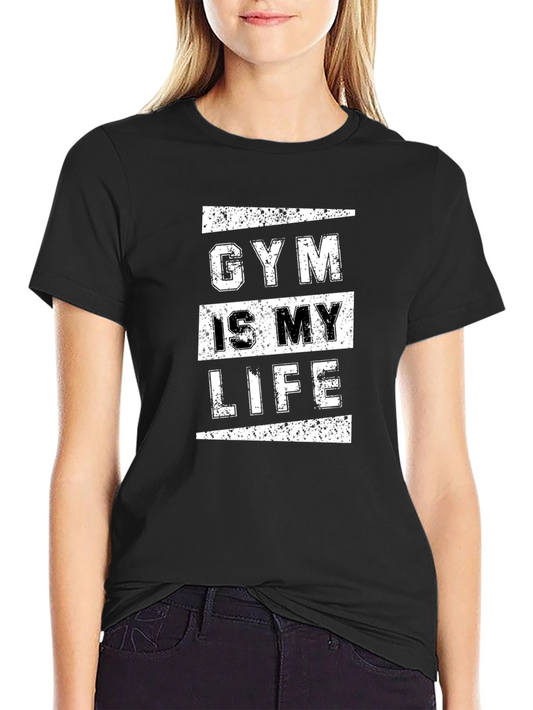 Gym Is My Life Graphic Tee - Black Cotton T-Shirt