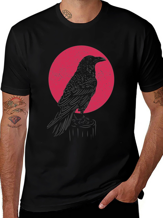 Raven Silhouette Graphic T-Shirt - Black
